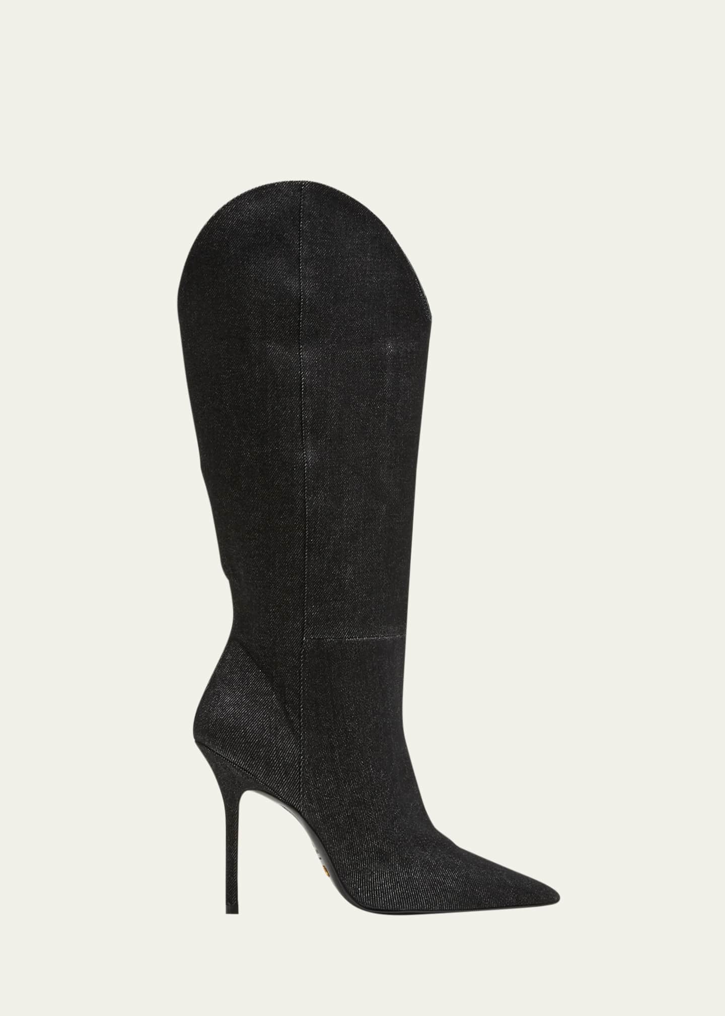 Stuart Weitzman Stuart Outrider Denim Stiletto Boots