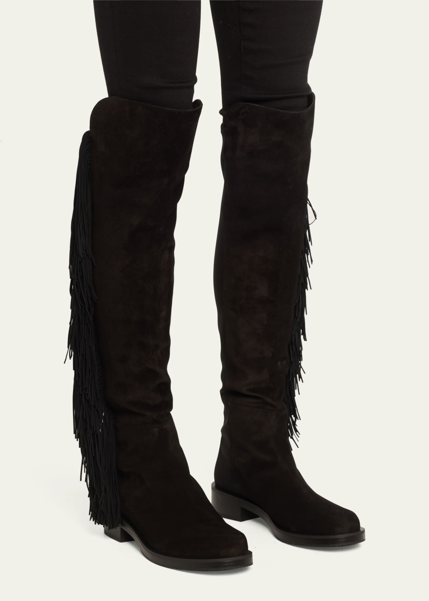 Fringe knee boots sale