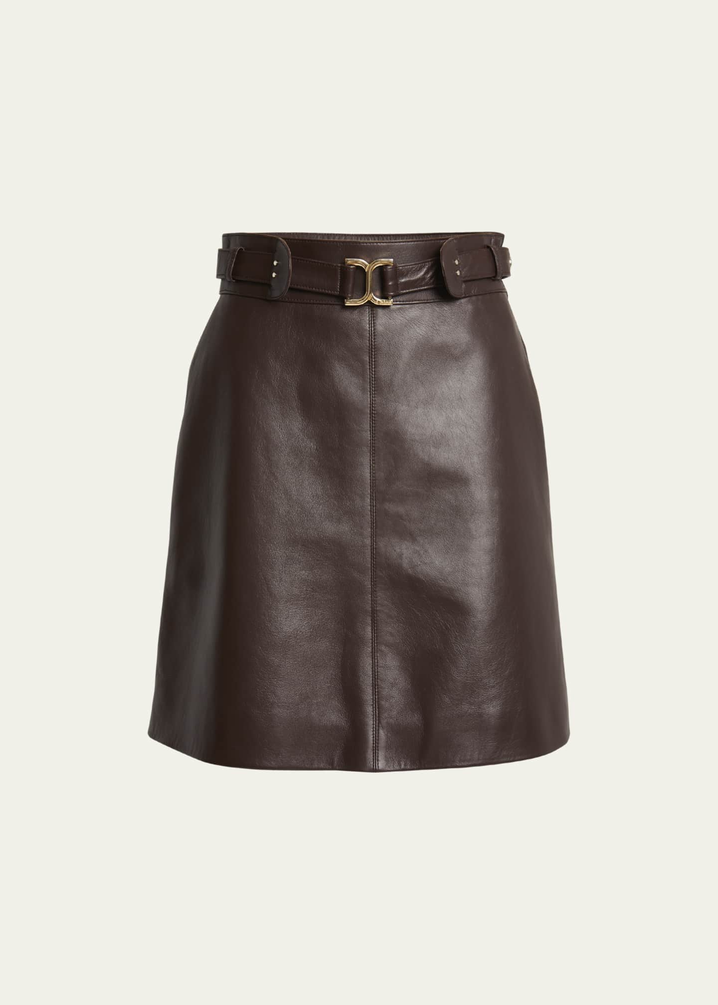 Chloe Belted Nappa Leather Skirt