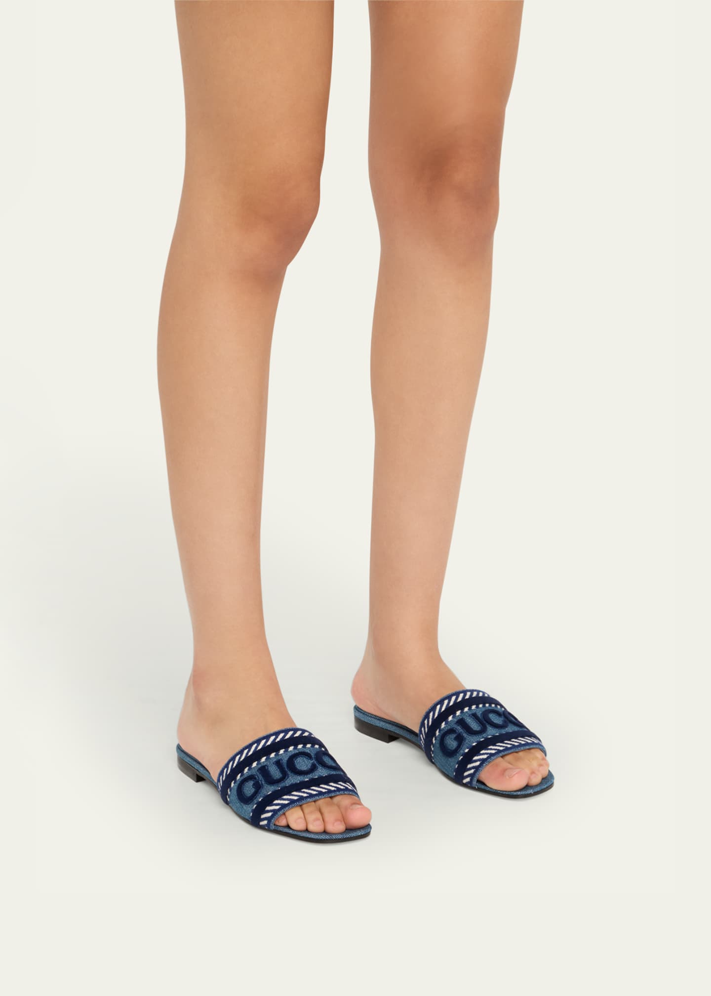 グッチ Gucci Jane Sandals Gucci Jane Logo Denim Slide Sandals - Bergdorf Goodman