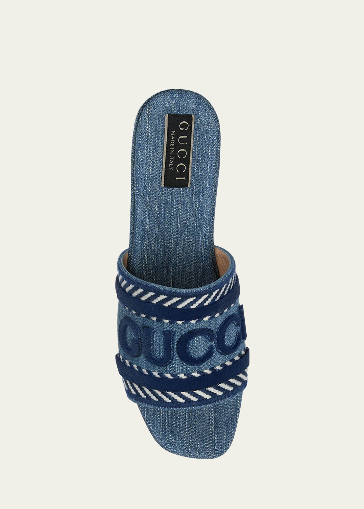 Gucci Jane Logo Denim Slide Sandals Image 5 of 5