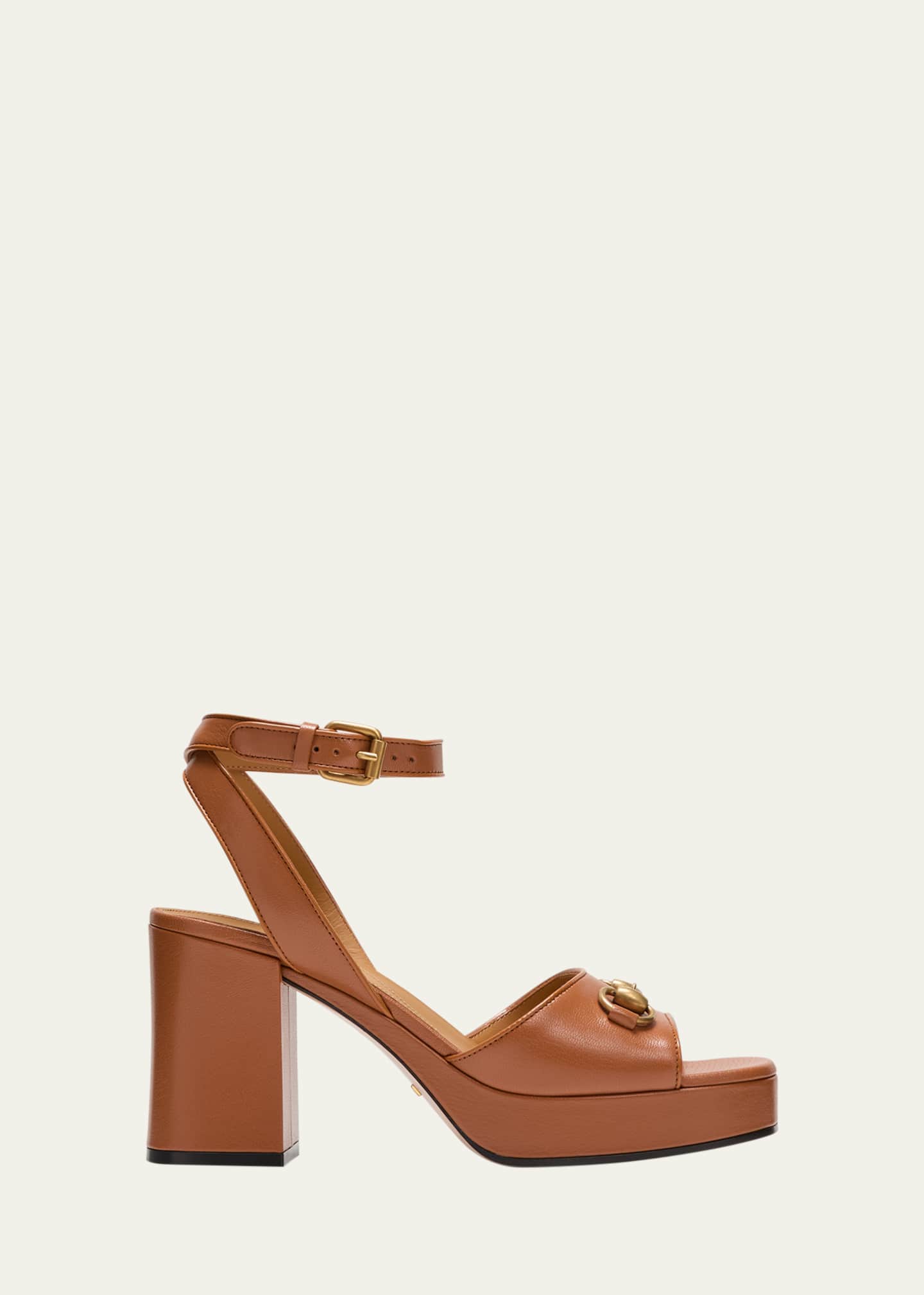 Gucci Lady Leather Horsebit Platform Sandals
