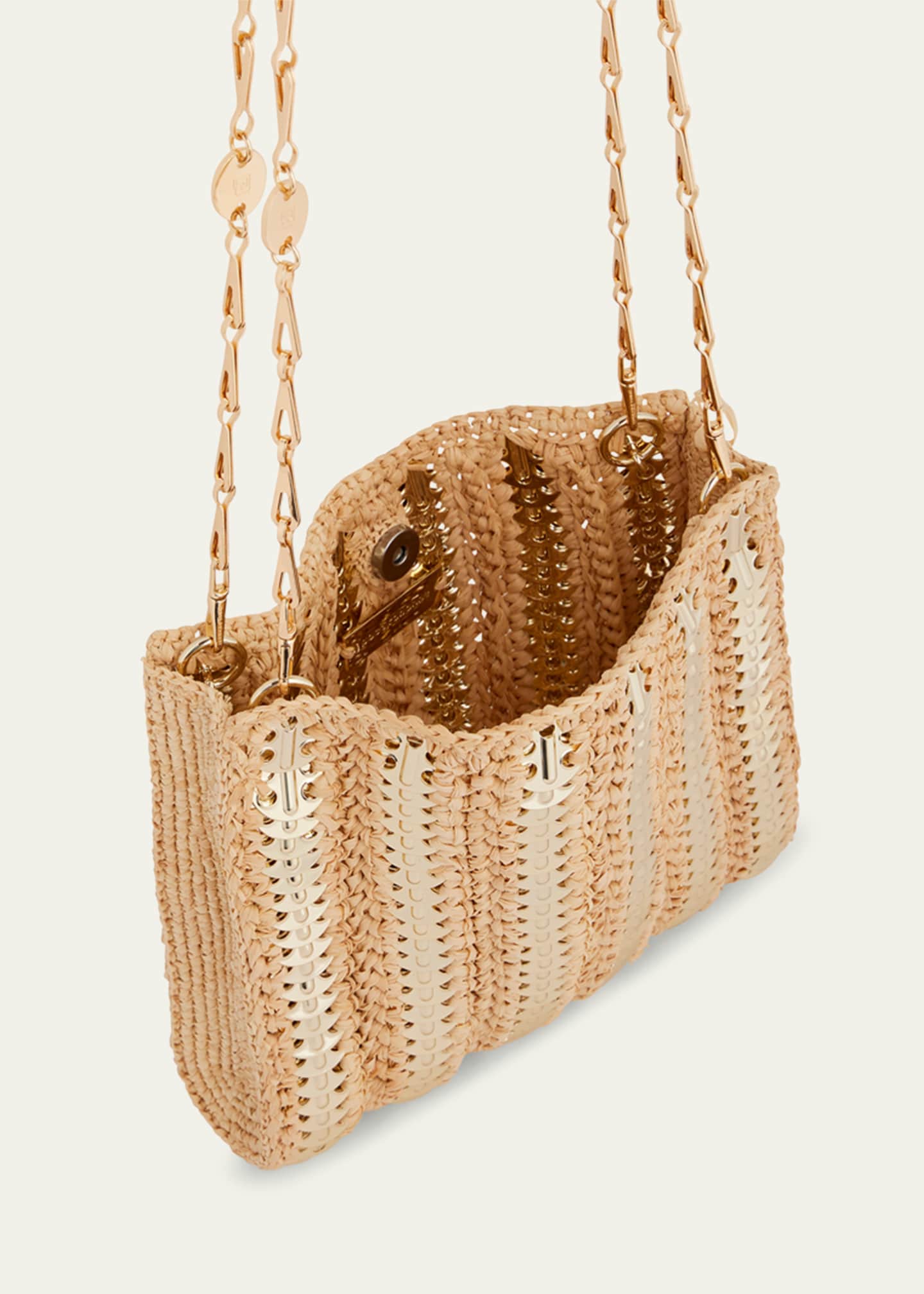 Rabanne Sac Disc-Link Raffia Shoulder Bag Image 4 of 5