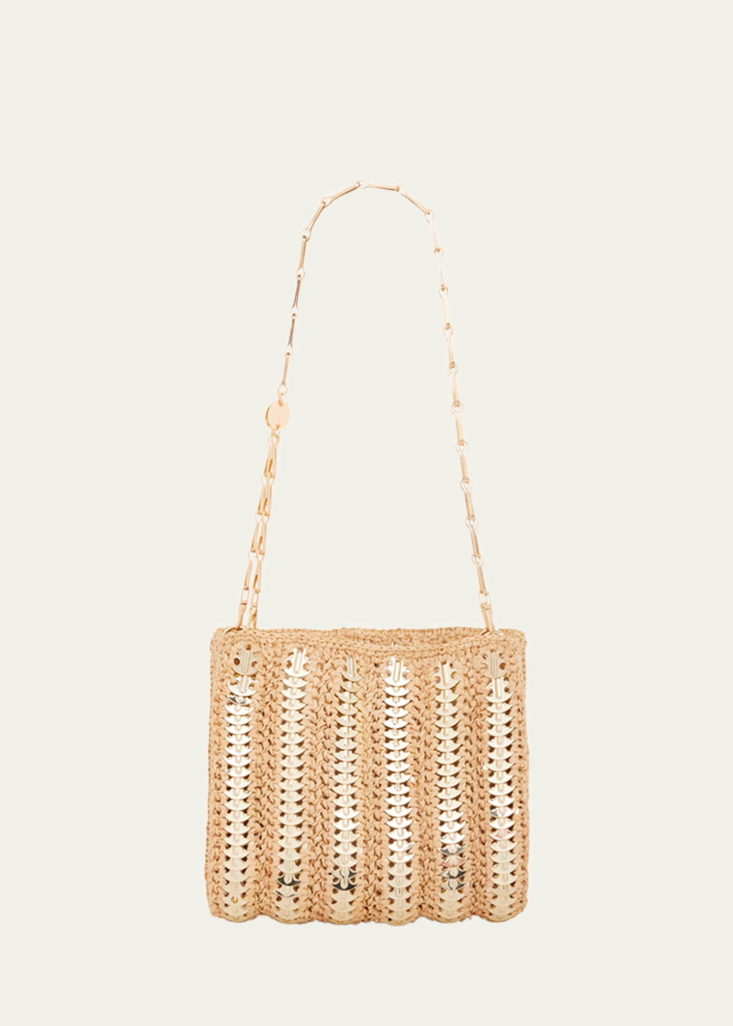 Rabanne Sac Disc-Link Raffia Shoulder Bag Image 1 of 5