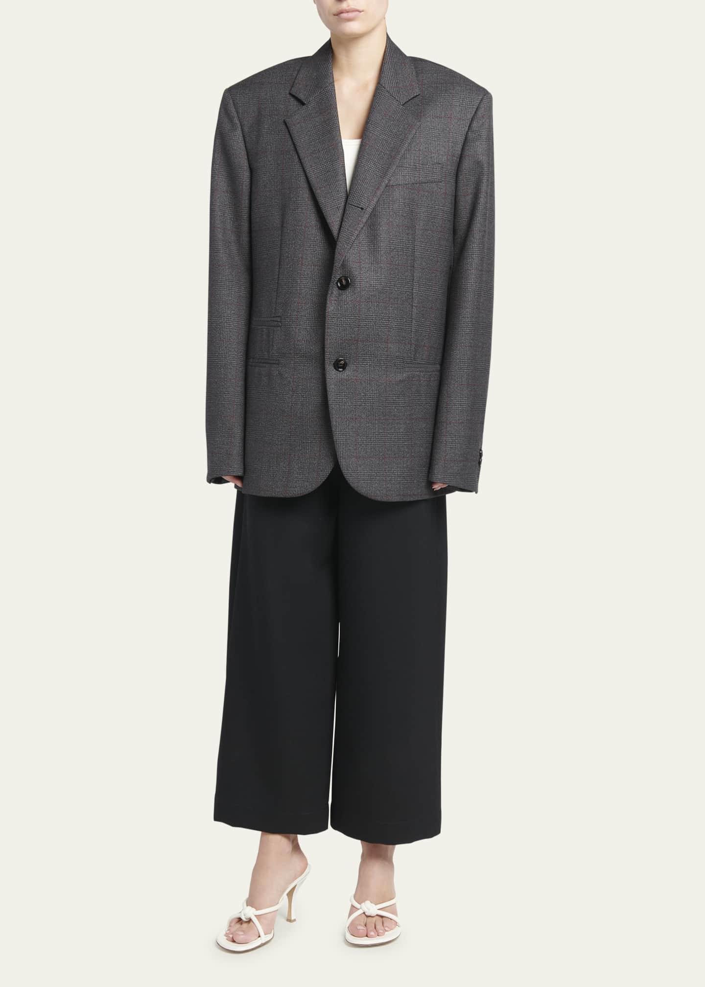 Bottega Veneta Classic Wool Prince Of Wales Blazer Image 2 of 5