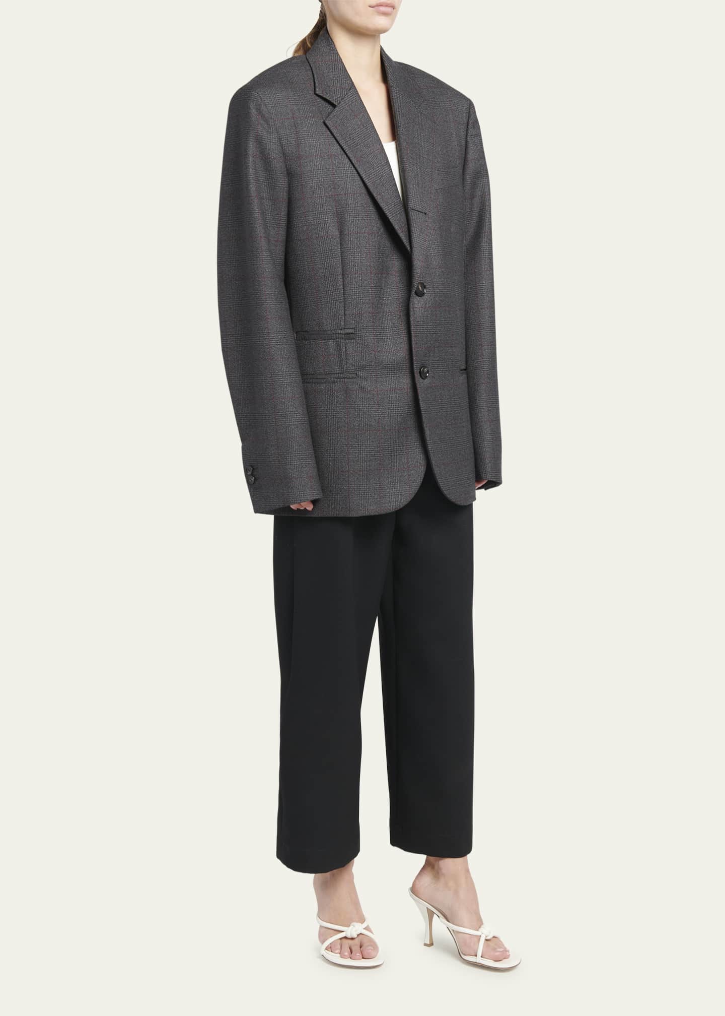 Bottega Veneta Classic Wool Prince Of Wales Blazer Image 4 of 5