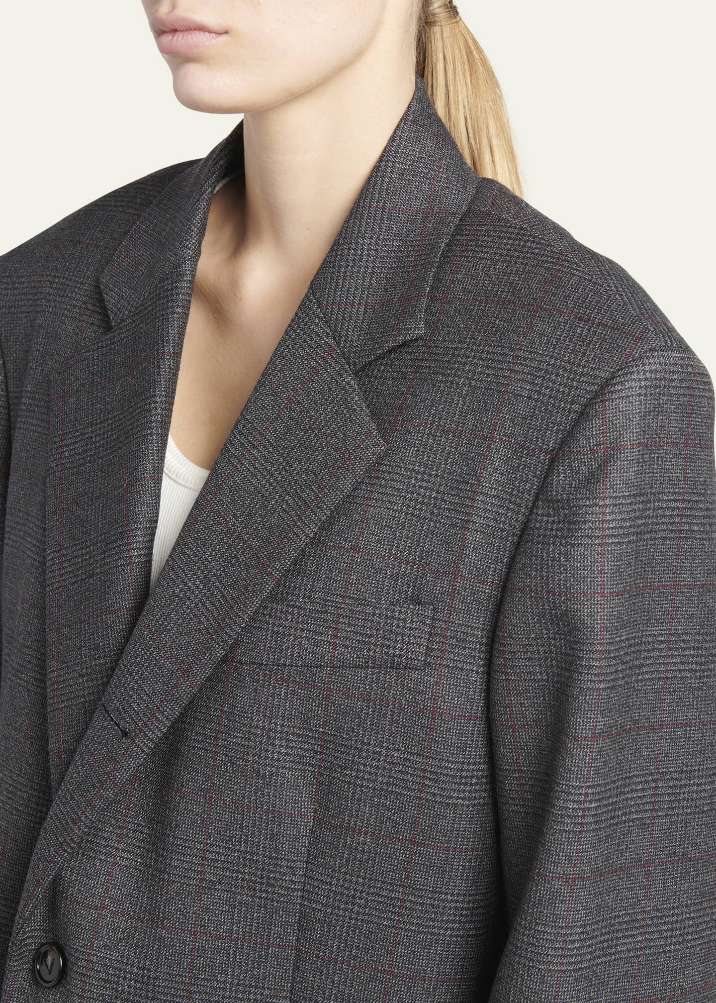 Bottega Veneta Classic Wool Prince Of Wales Blazer Image 5 of 5