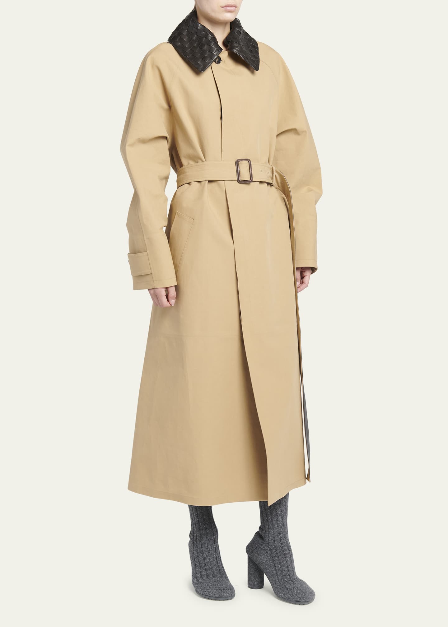 Bottega veneta leather trench coat deals