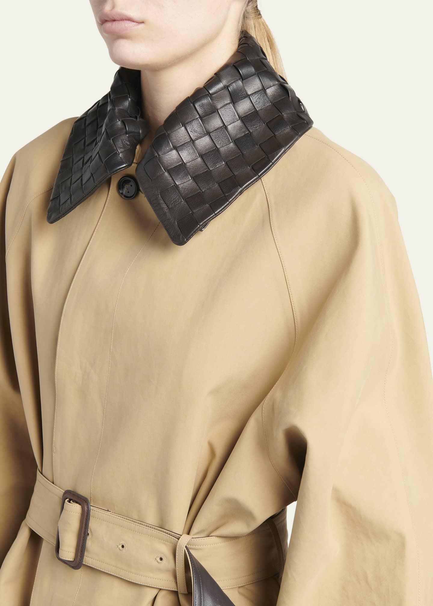 Leather collar cheap coat