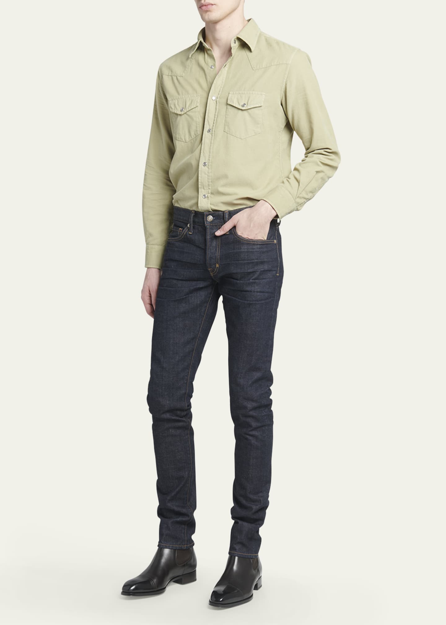 TOM FORD Men's Dark Wash Stretch Slim Fit Jeans Image 2 of 5