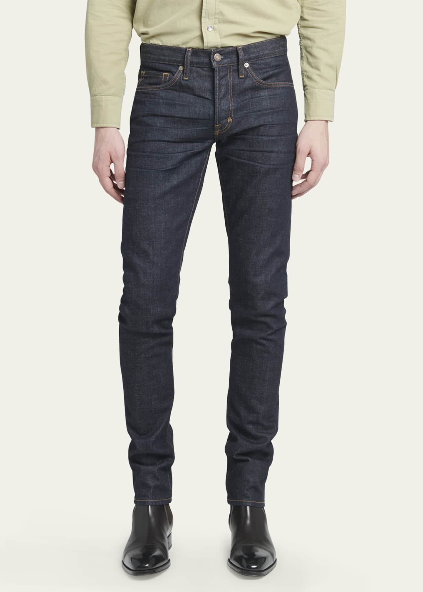 TOM FORD Men's Dark Wash Stretch Slim Fit Jeans Image 4 of 5