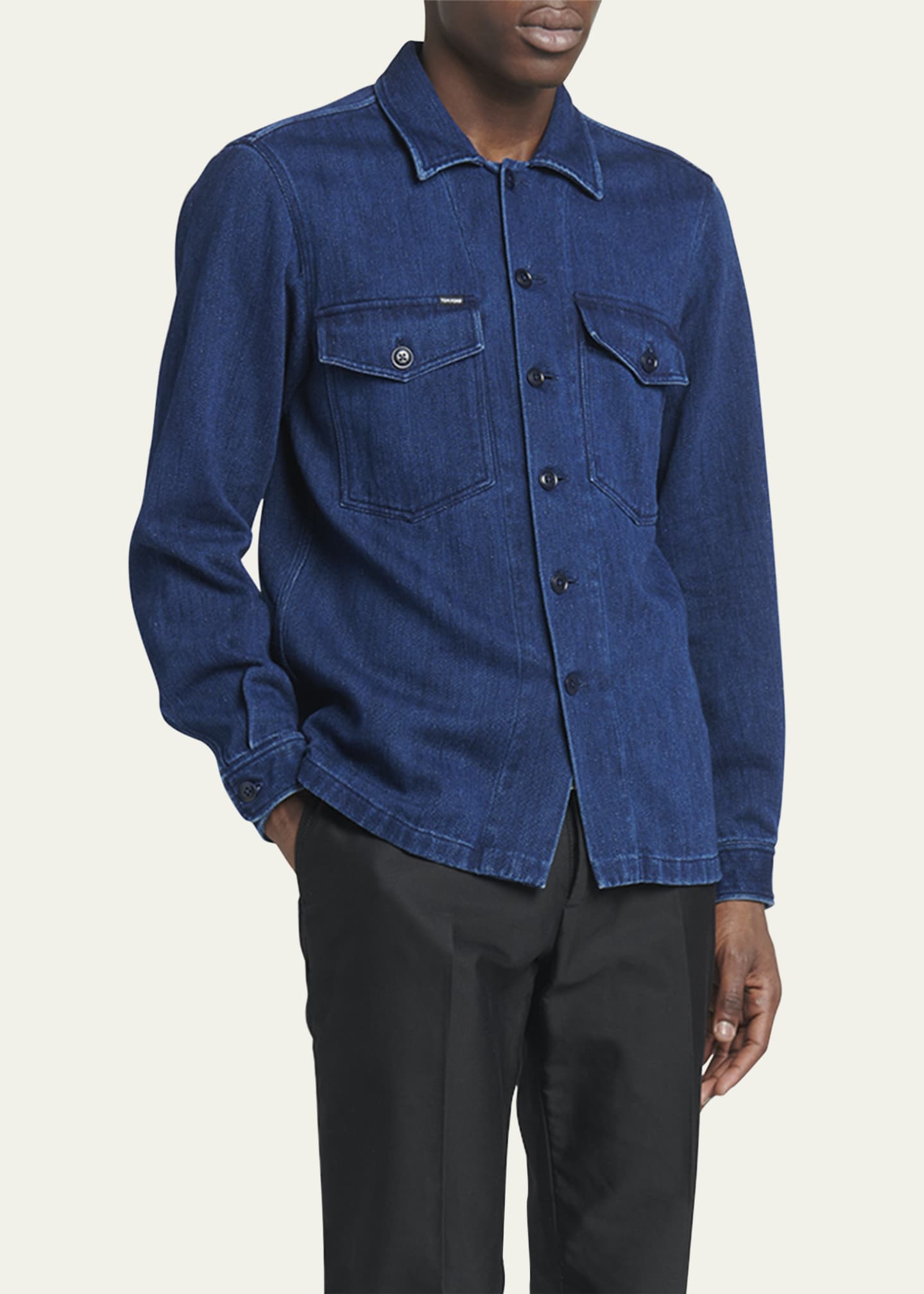 TOM FORD Men's Dark Wash Denim Overshirt - Bergdorf Goodman