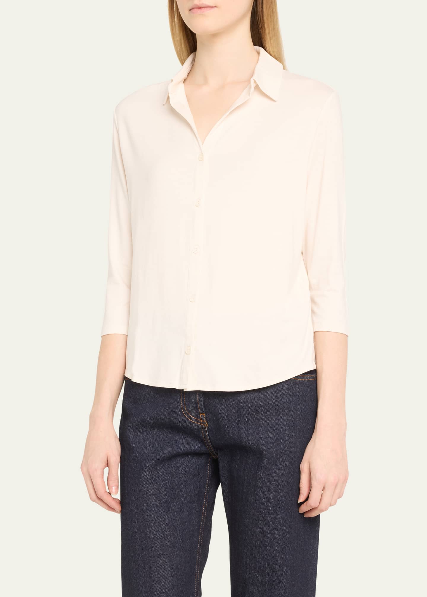 Majestic Filatures Soft Touch Semi-Relaxed Button-Front Shirt Image 4 of 5