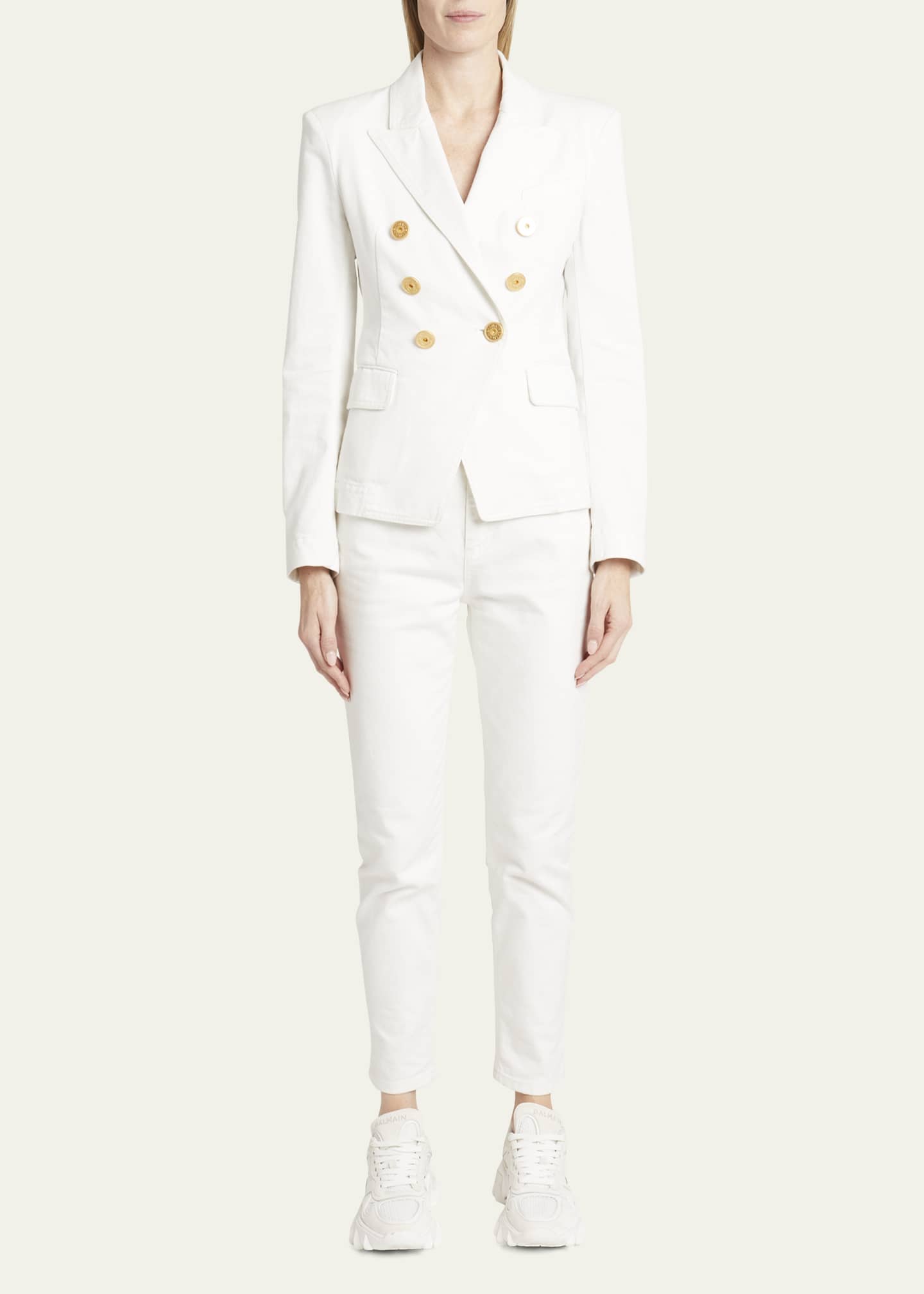 【関税込み】balmain Double-breasted denim blazer Balmain Double-breasted Denim Blazer | italist