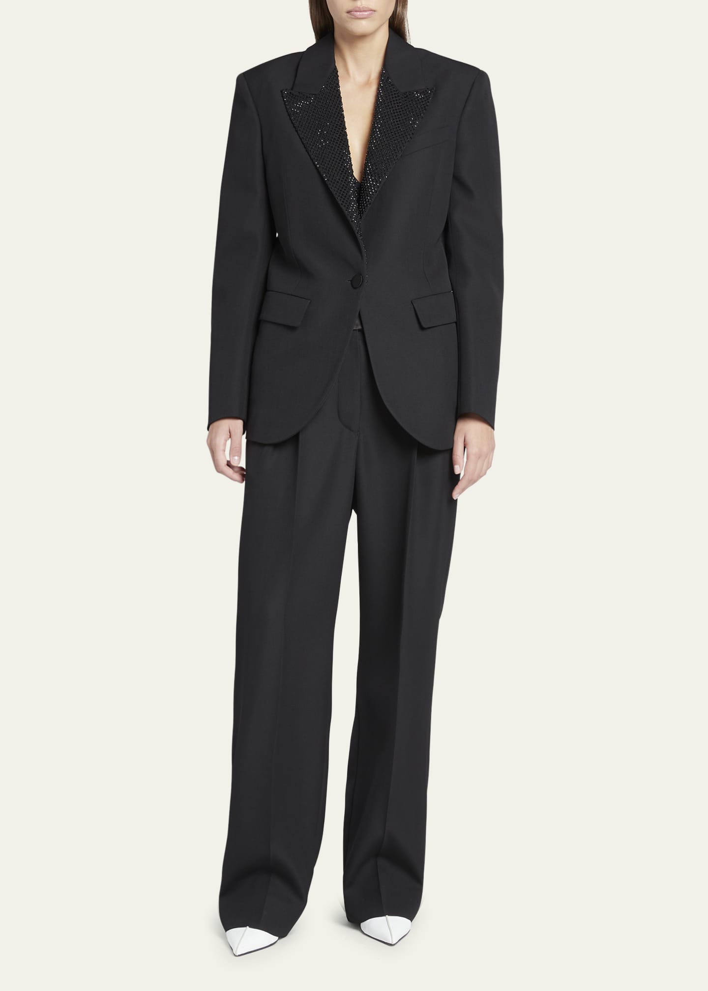 Stella McCartney Tuxedo Jacket with Hotfix Lapel Bergdorf Goodman
