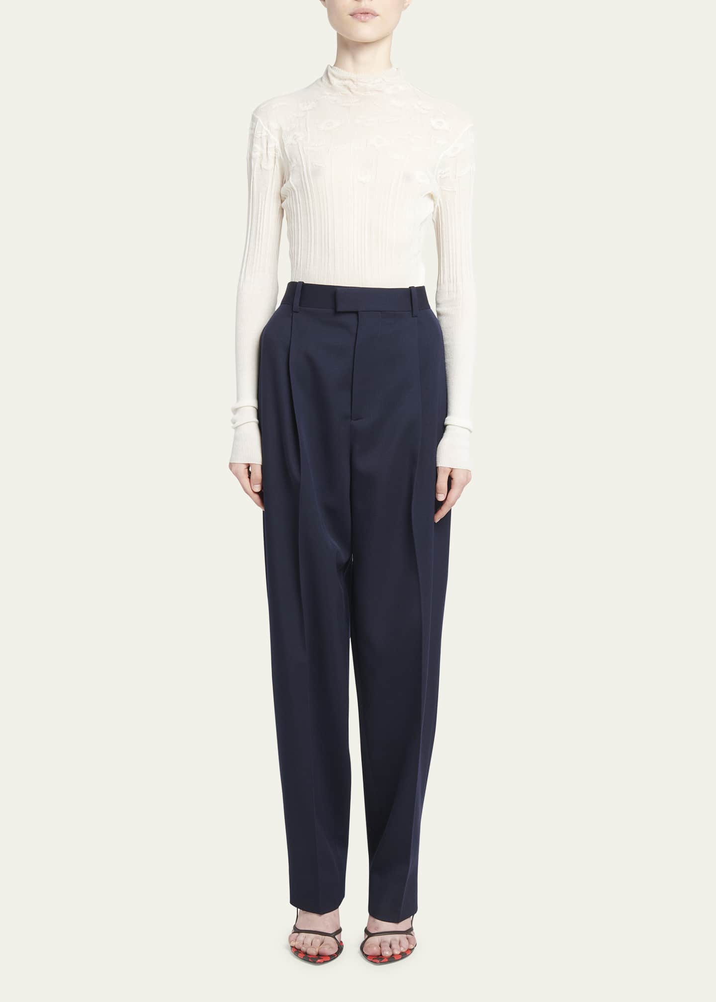 パンツ Bottega Veneta Grain De Poudre Straight-Leg Pants Bottega Veneta Sartorial Grain de Poudre Straight Leg