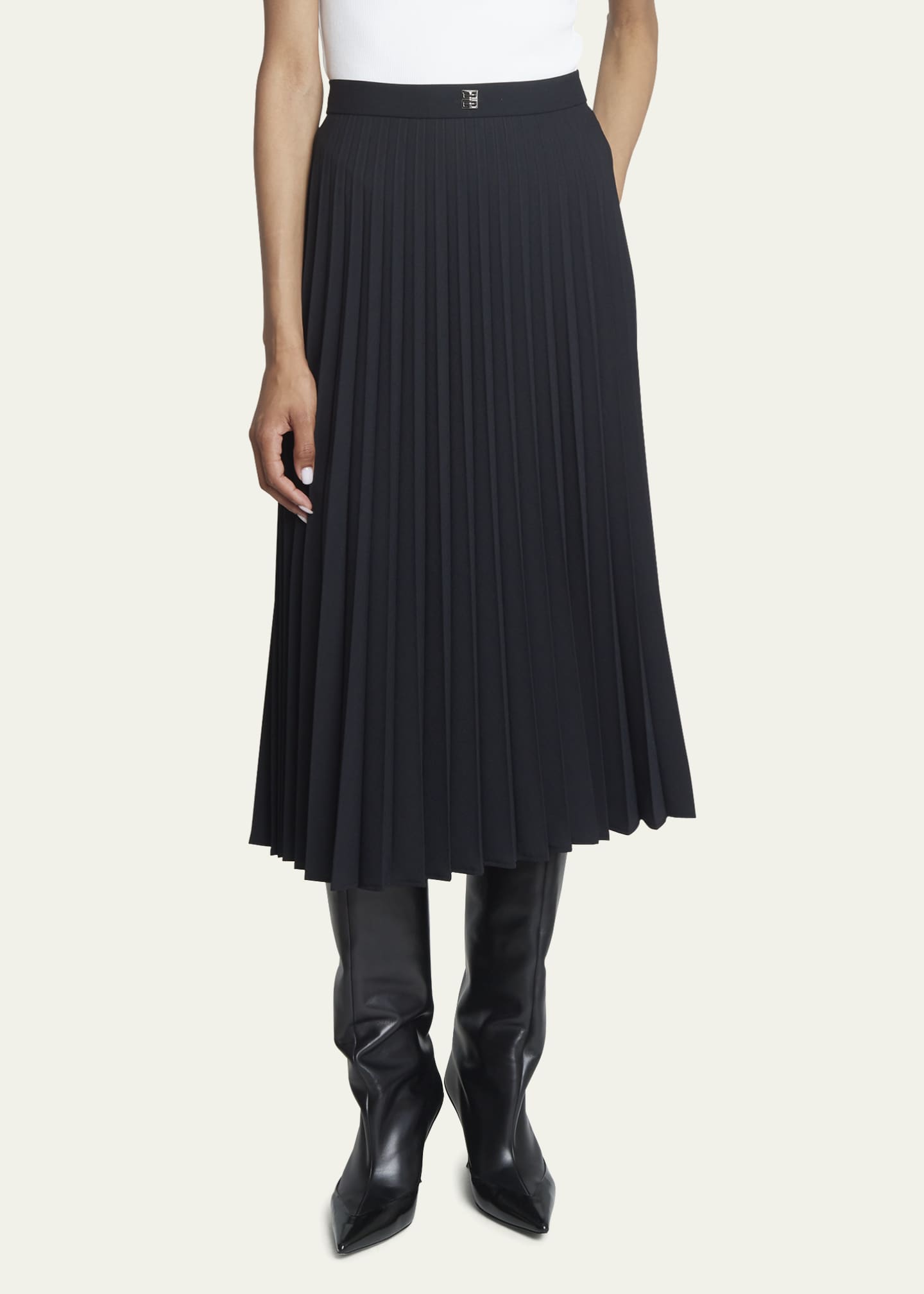 Givenchy Pleated Wool Midi Skirt Bergdorf Goodman