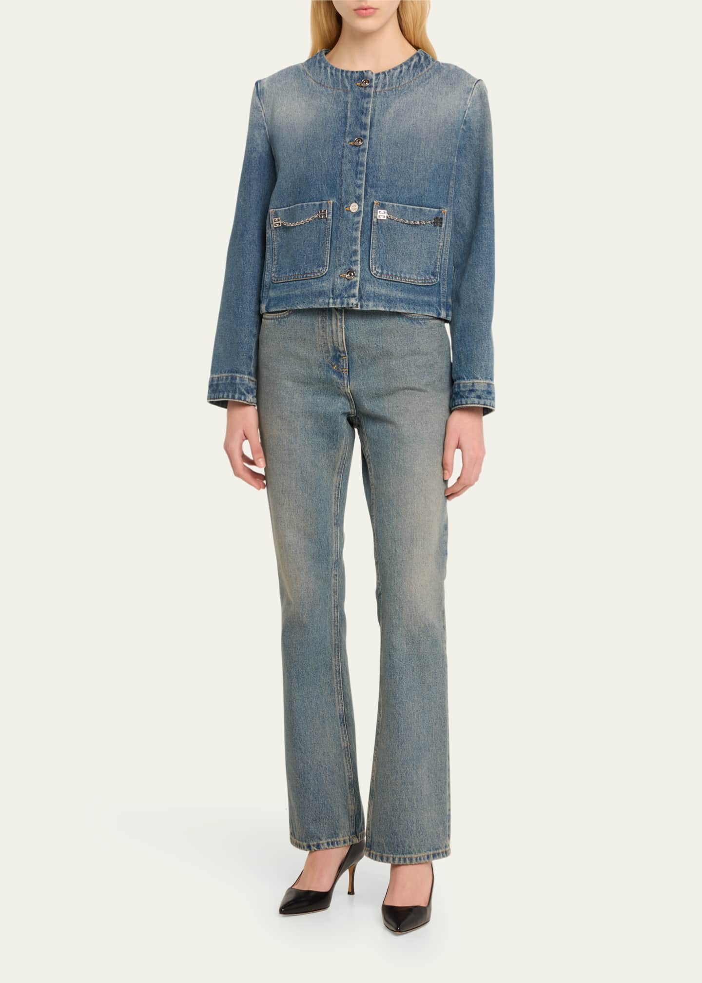 Givenchy Jean Jacket with 4G Chain Detail - Bergdorf Goodman