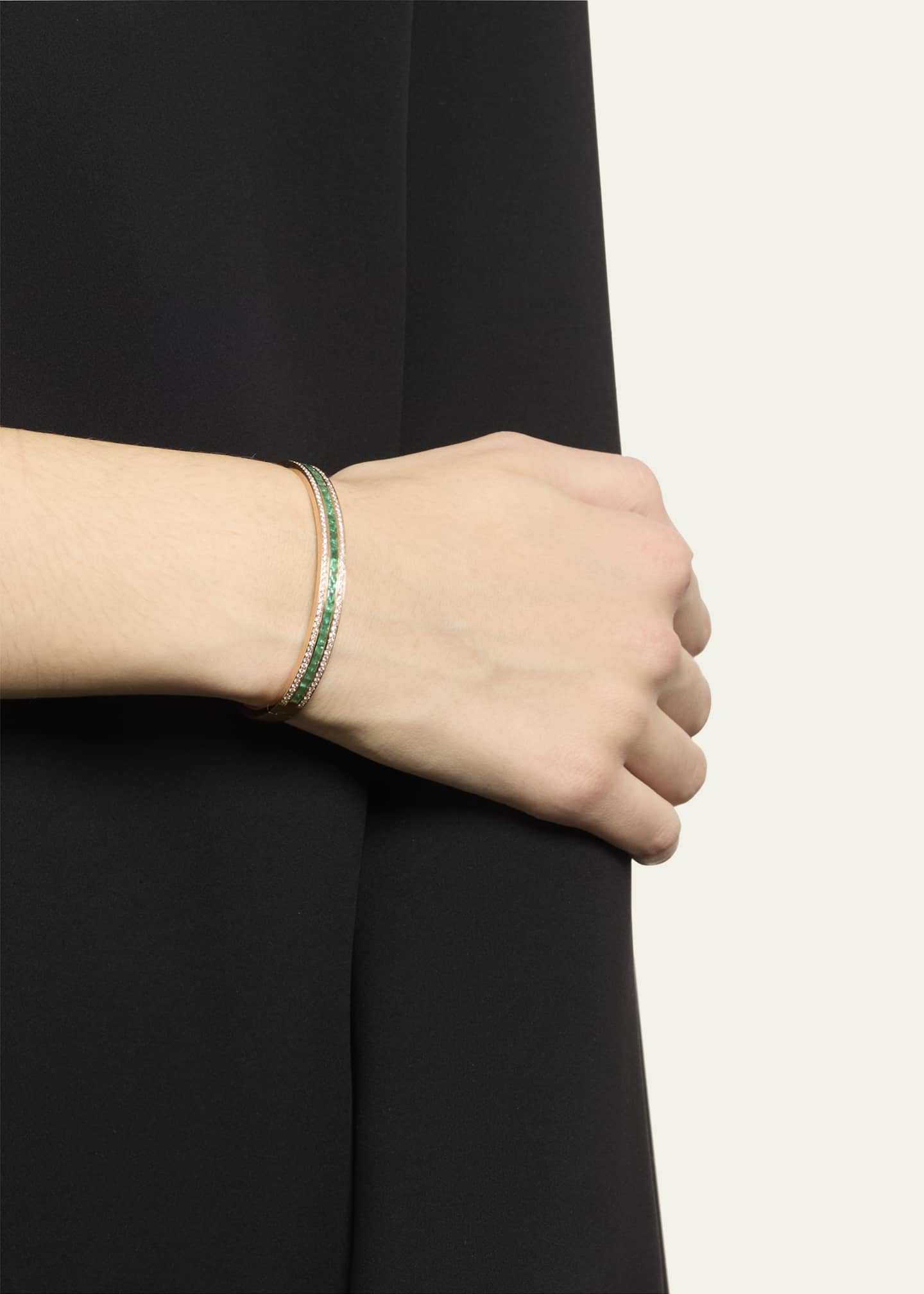 Alice Van Cal 18K Rose Gold Emerald and Diamond Union Bracelet Image 2 of 4