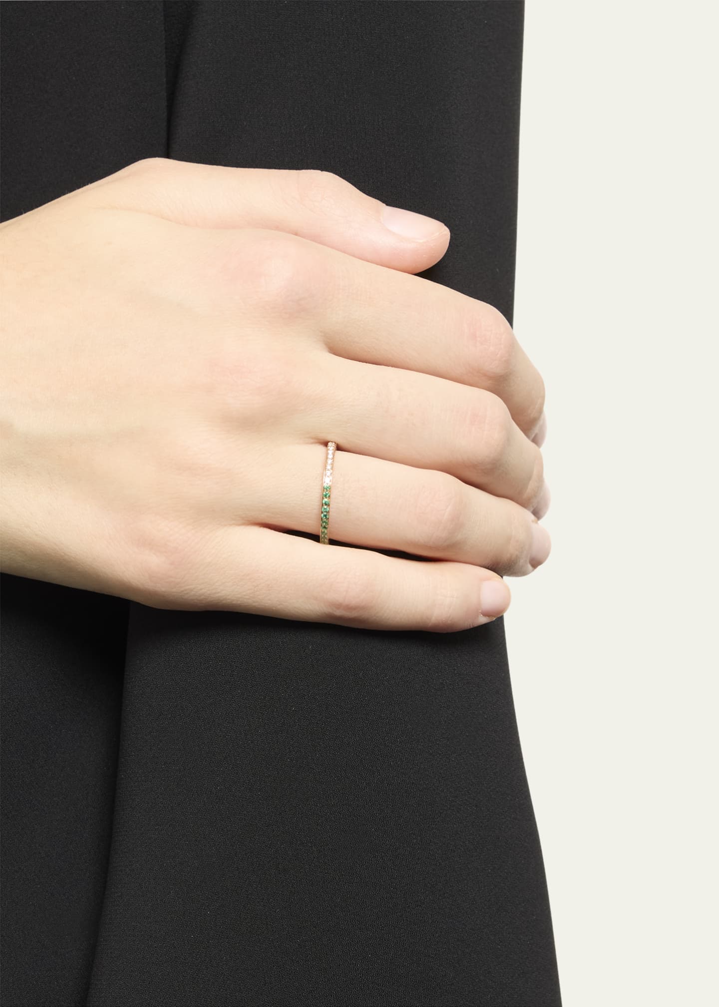 Alice Van Cal 18K Rose Gold Diamond and Emerald Eternity Ring Image 2 of 4
