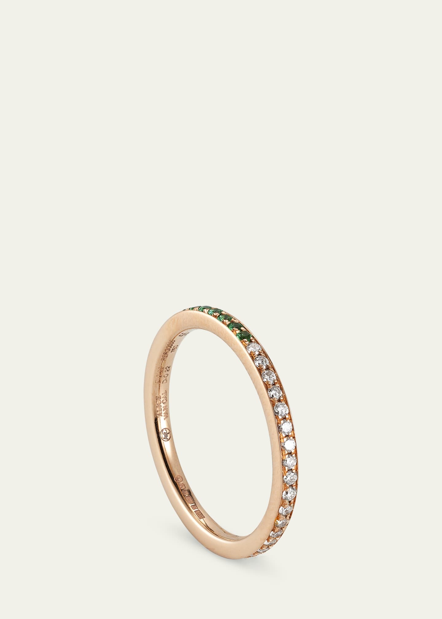 Alice Van Cal 18K Rose Gold Diamond and Emerald Eternity Ring Image 3 of 4