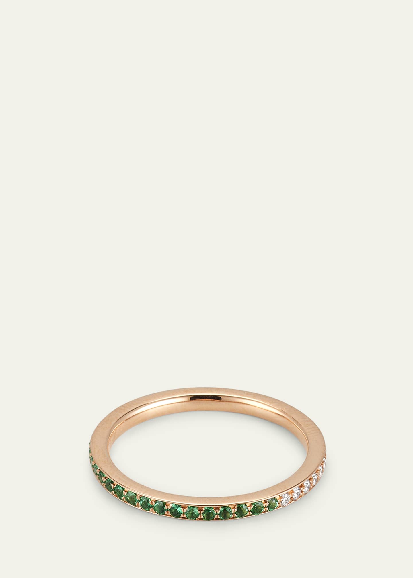 Alice Van Cal 18K Rose Gold Diamond and Emerald Eternity Ring Image 4 of 4