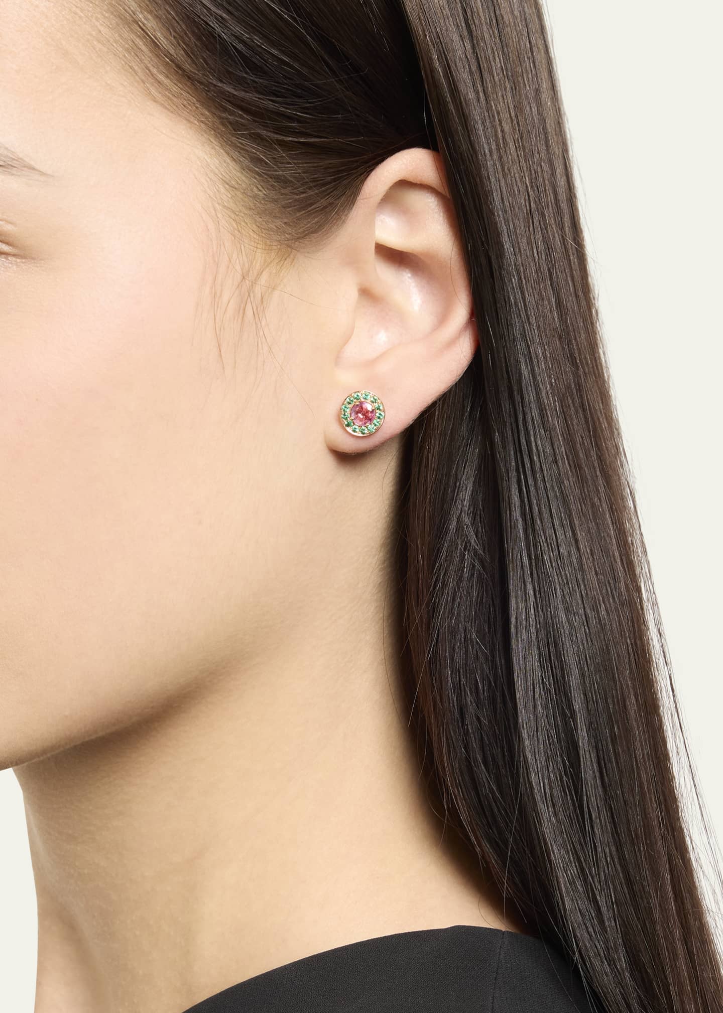 Alice Van Cal 18K Rose Gold Emerald Earring Halos Image 2 of 4