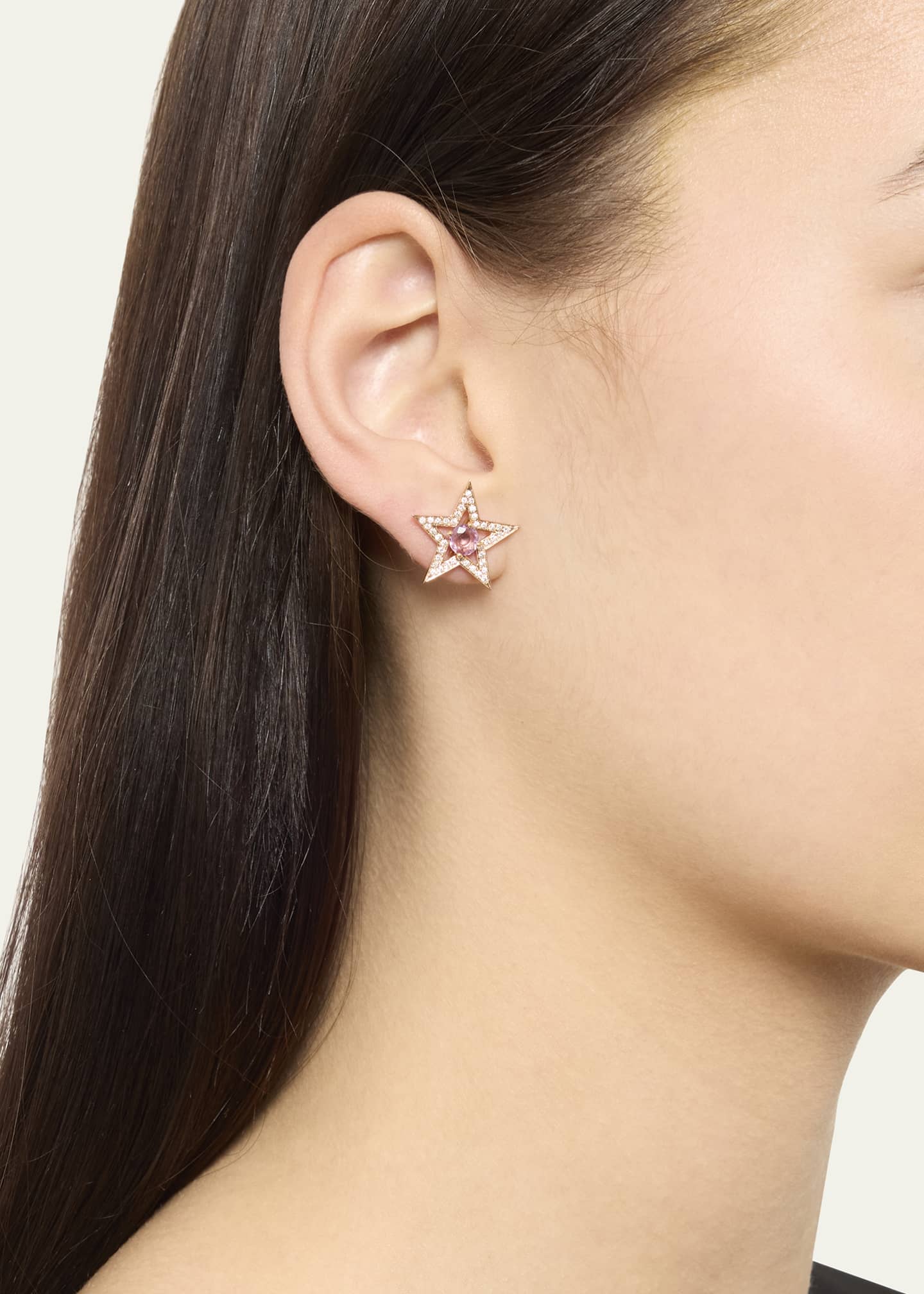 Alice Van Cal 18K Rose Gold Diamond Star Earring Jacket, Single Image 2 of 4