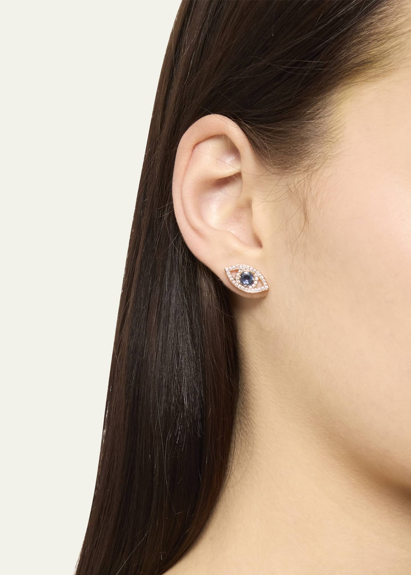 Alice Van Cal 18K Rose Gold Diamond Eye Earring Halo, Single Image 2 of 4