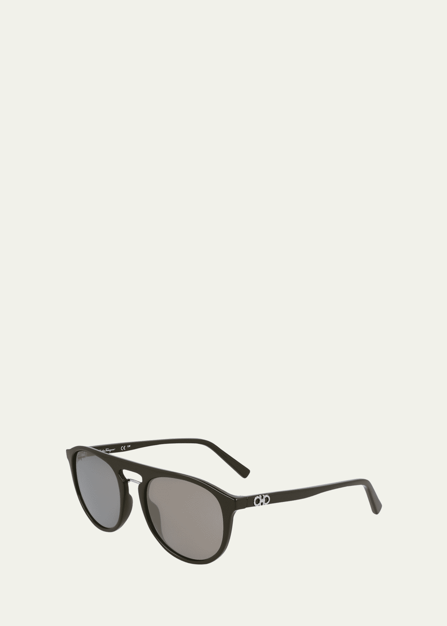 Ferragamo Men's Gancini Plastic Aviator Sunglasses Image 2 of 3