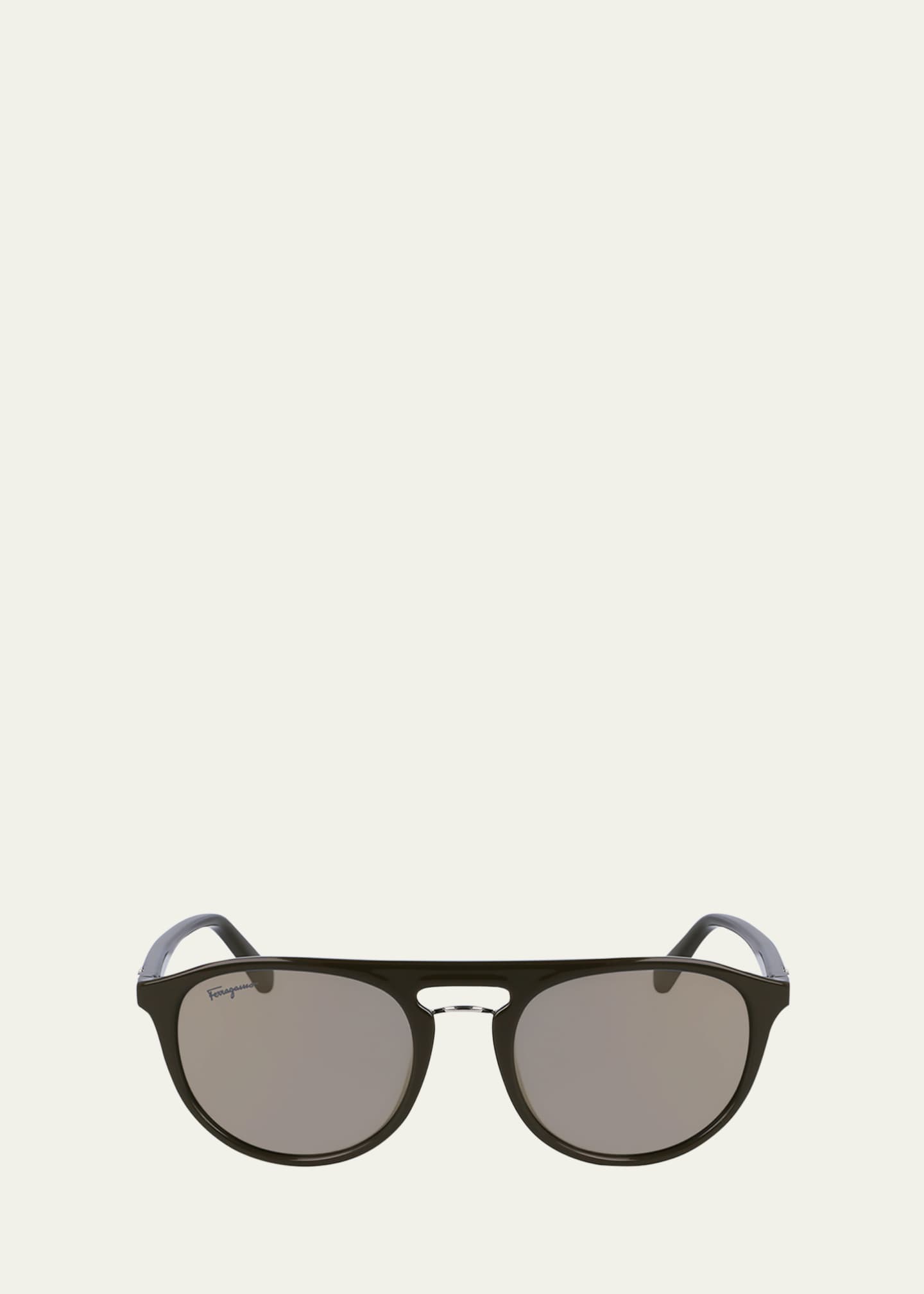Ferragamo Men's Gancini Plastic Aviator Sunglasses Image 1 of 3