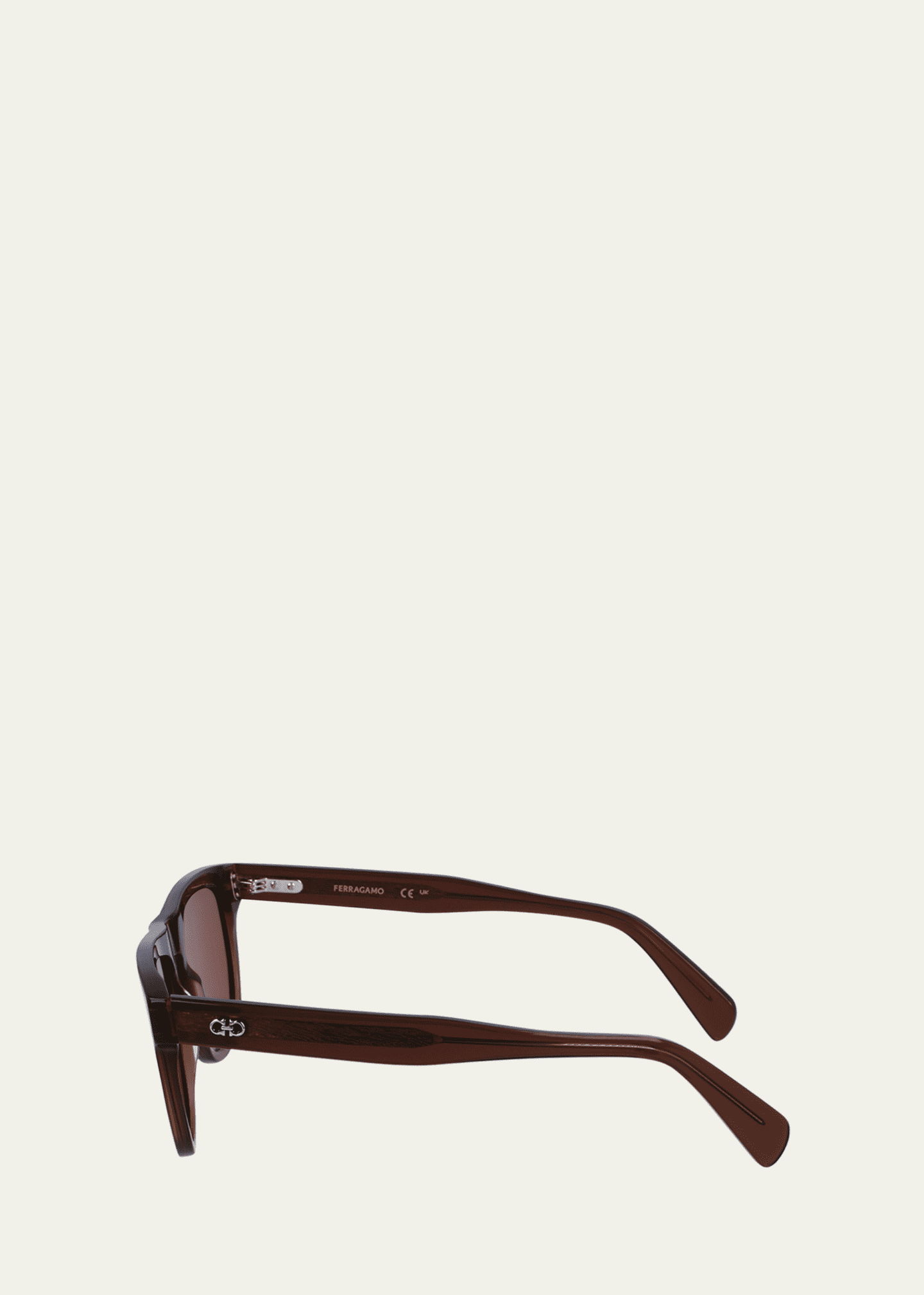 Ferragamo Men's Gancini Tea Cup Acetate Rectangle Sunglasses Image 3 of 3