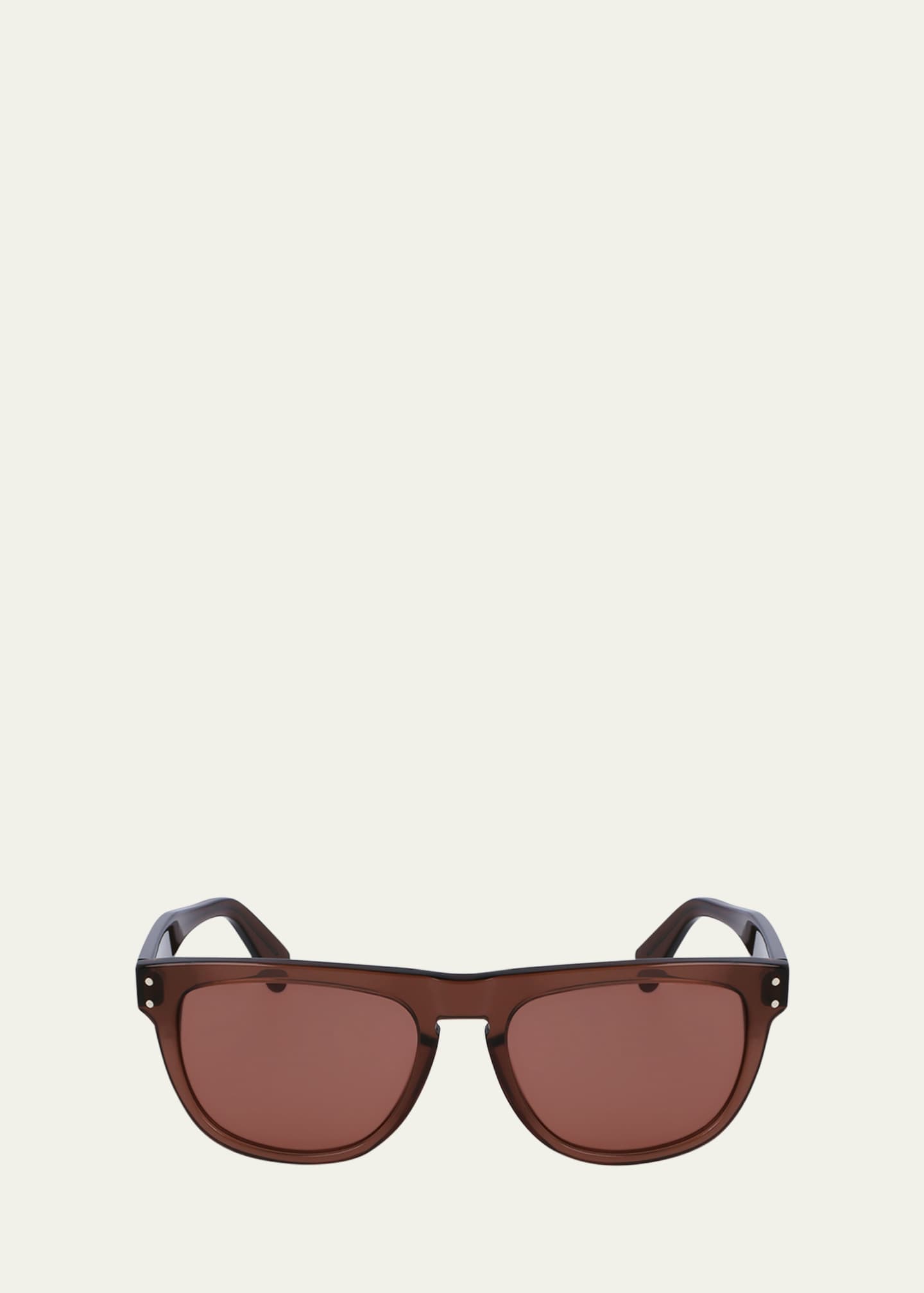 Ferragamo Men's Gancini Tea Cup Acetate Rectangle Sunglasses Image 1 of 3