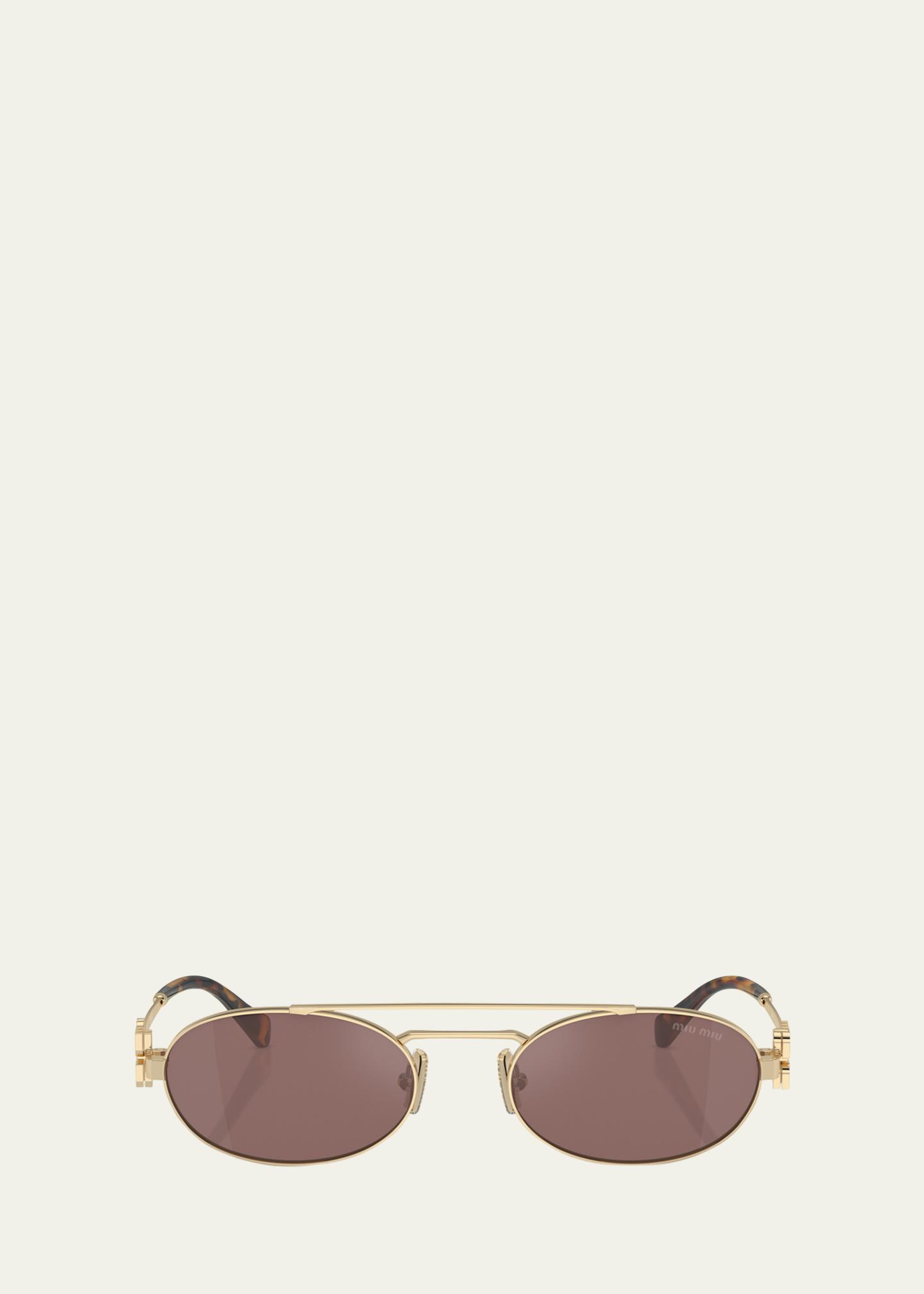 Miu Miu Logo Metal Aviator Sunglasses - Bergdorf Goodman display picture 3