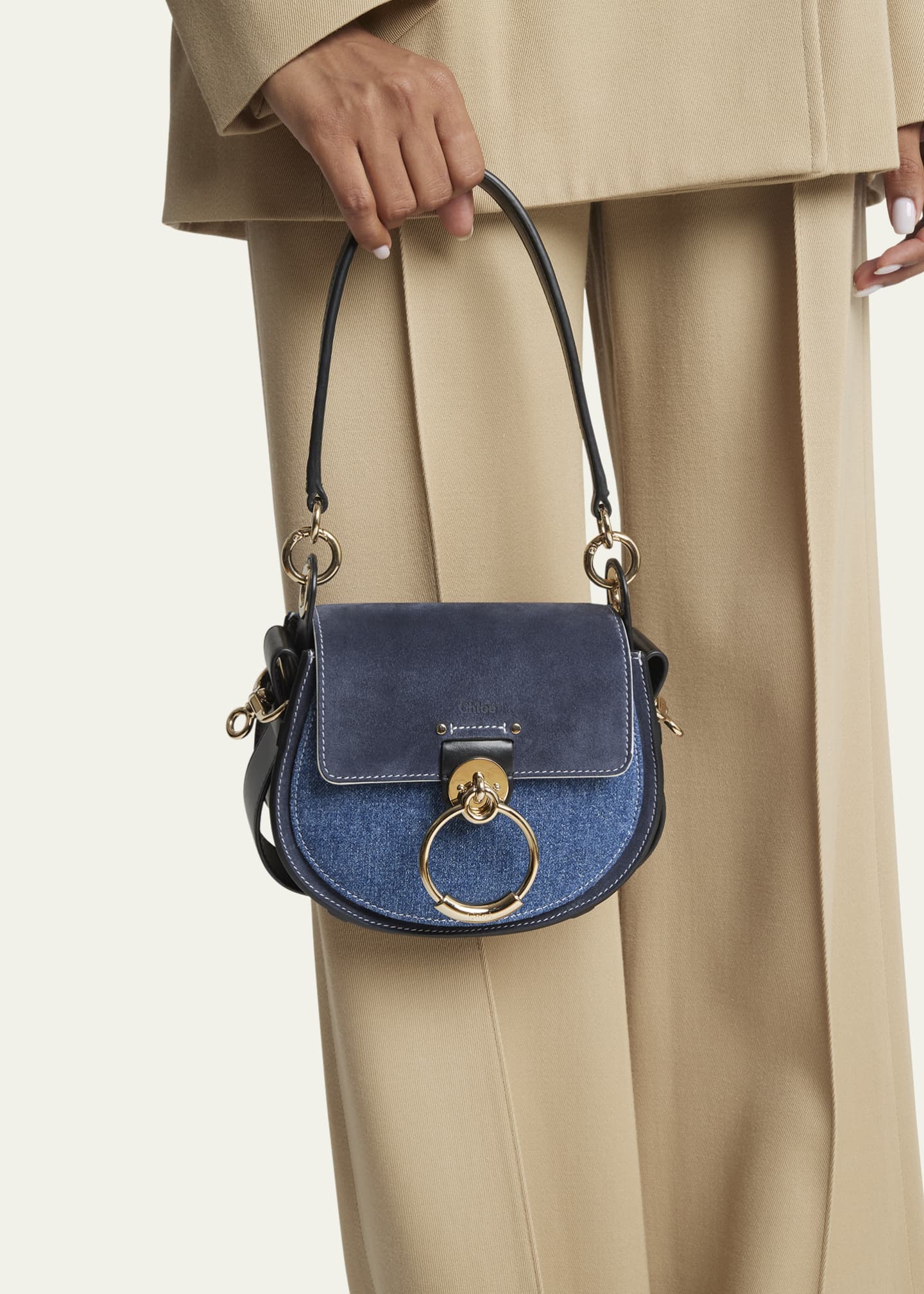 Chloe Tess Denim Saddle Crossbody Bag Bergdorf Goodman