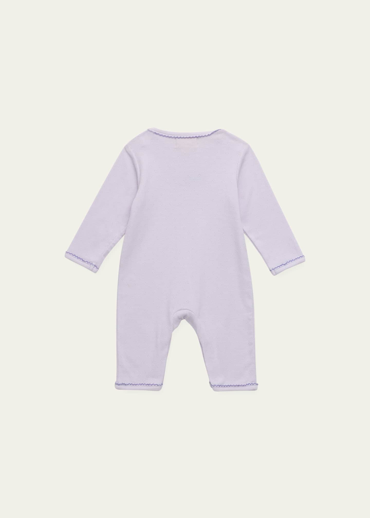 Albetta Kid's Embroidered Cotton Pointelle Playsuit, Size 0M-12M Image 2 of 3