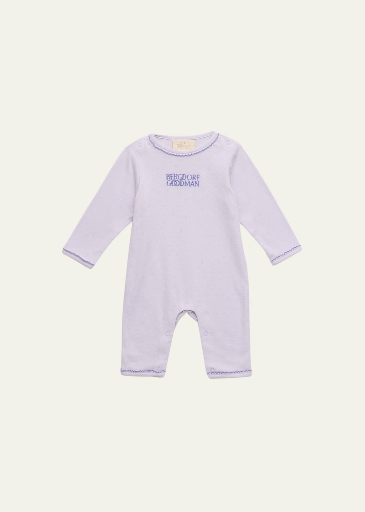Albetta Kid's Embroidered Cotton Pointelle Playsuit, Size 0M-12M Image 1 of 3