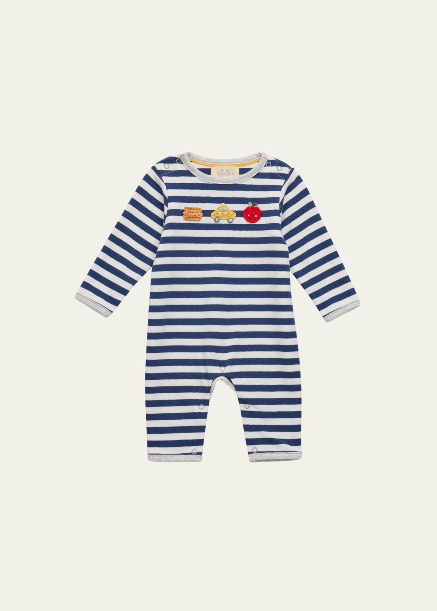 Albetta Kid's NYC Crochet Striped Cotton Playsuit, Size 0M-12M Image 1 of 3