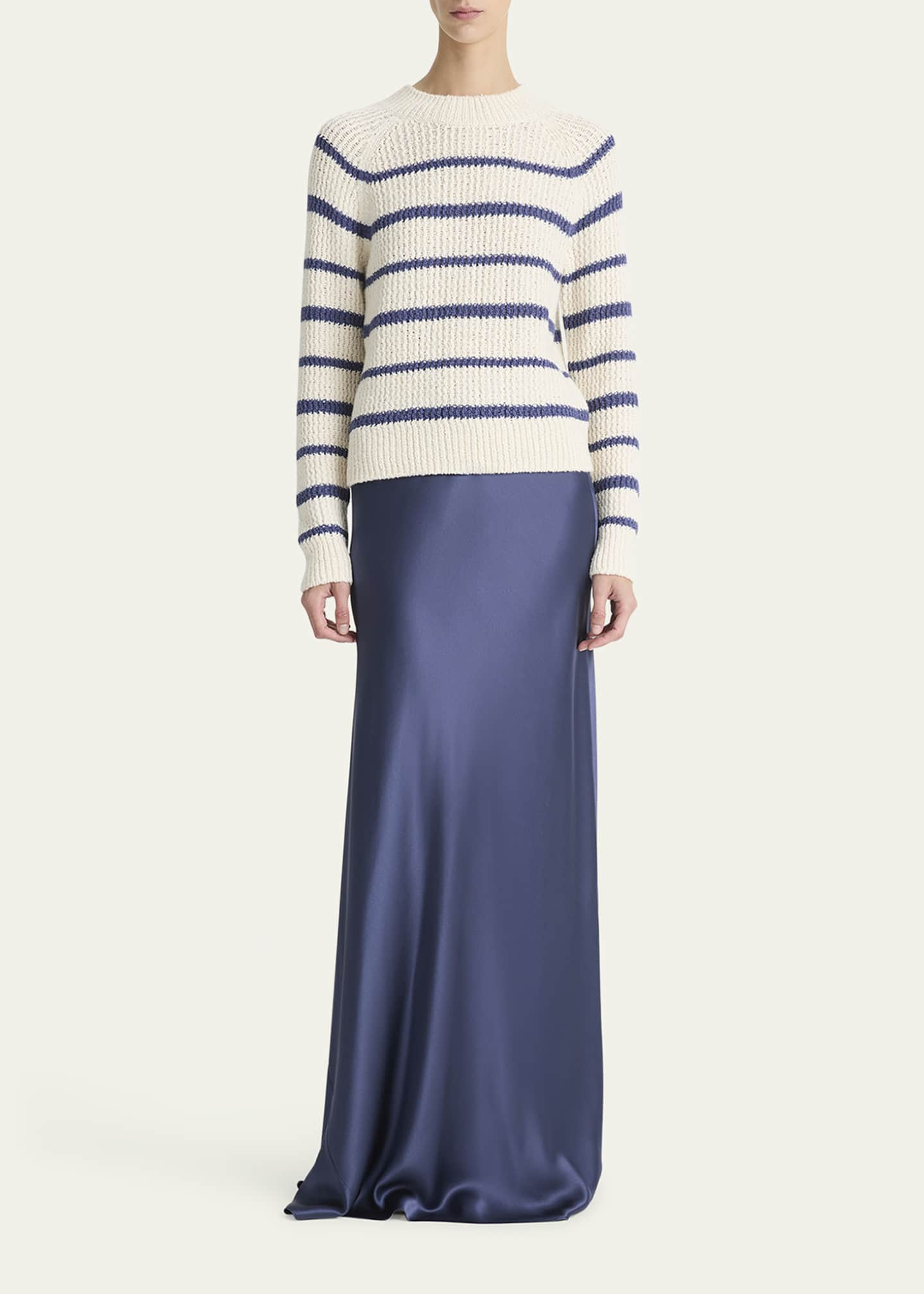 Vince Ribbed Stripe Raglan-Sleeve Crewneck Sweater Image 2 of 4