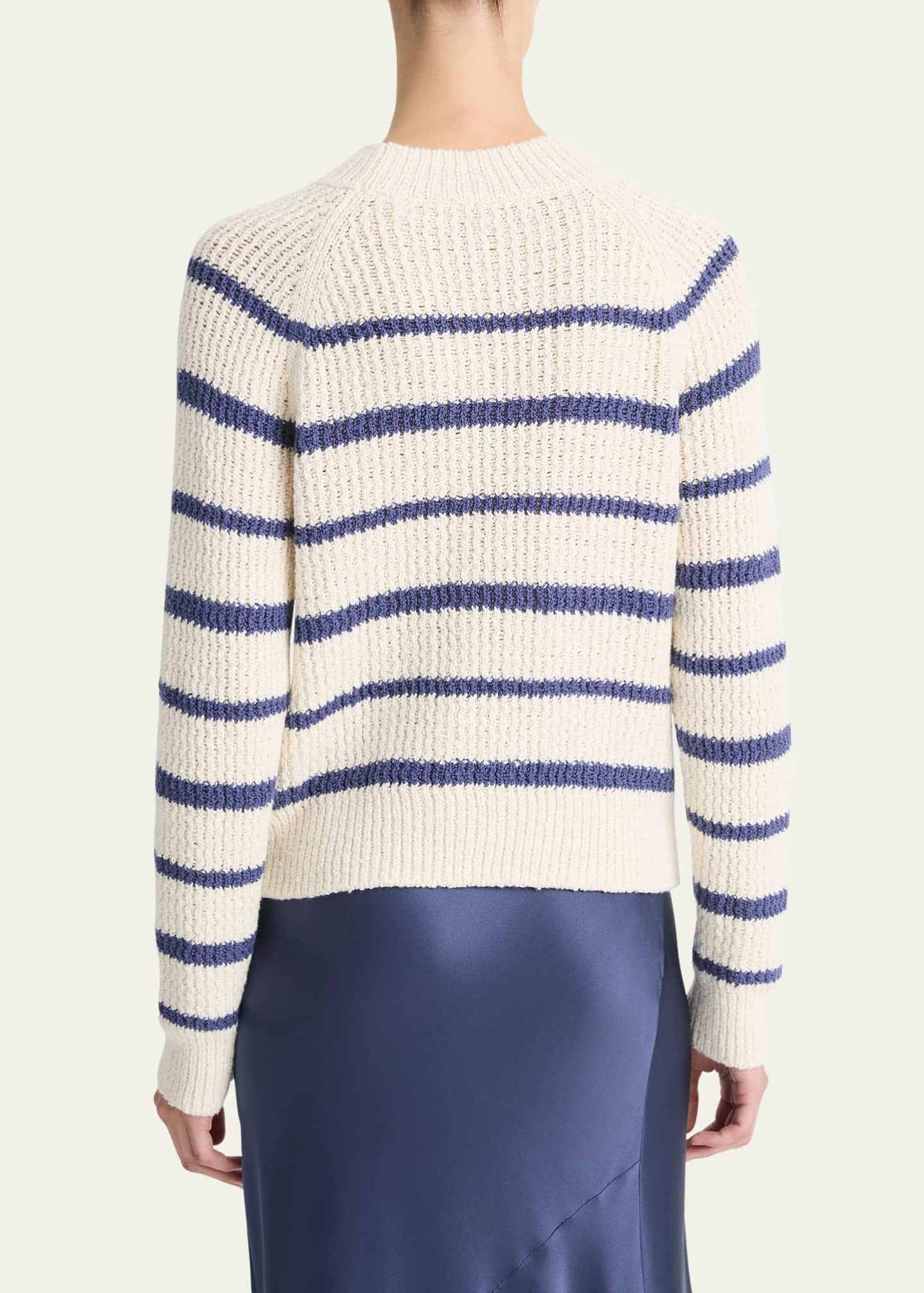Vince Ribbed Stripe Raglan-Sleeve Crewneck Sweater Image 3 of 4
