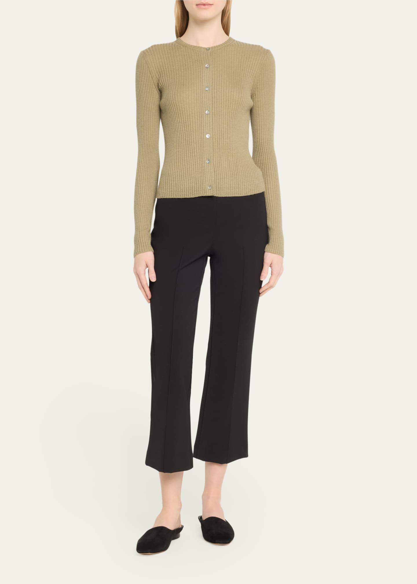 Vince Ribbed Cashmere and Silk Fitted Cardigan - Bergdorf Goodman