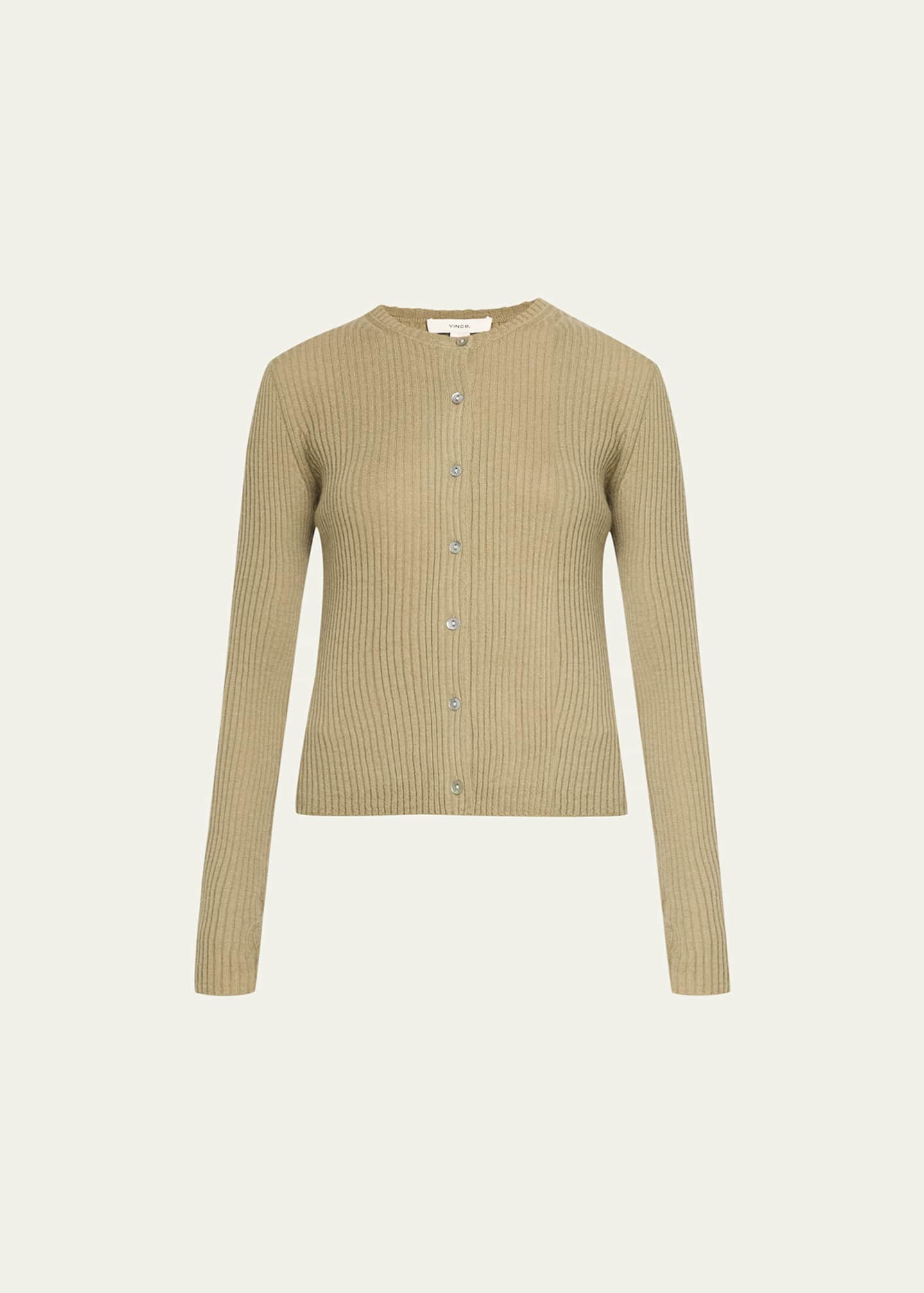 Cashmere-Silk Ribbed Cardigan in Cardigans