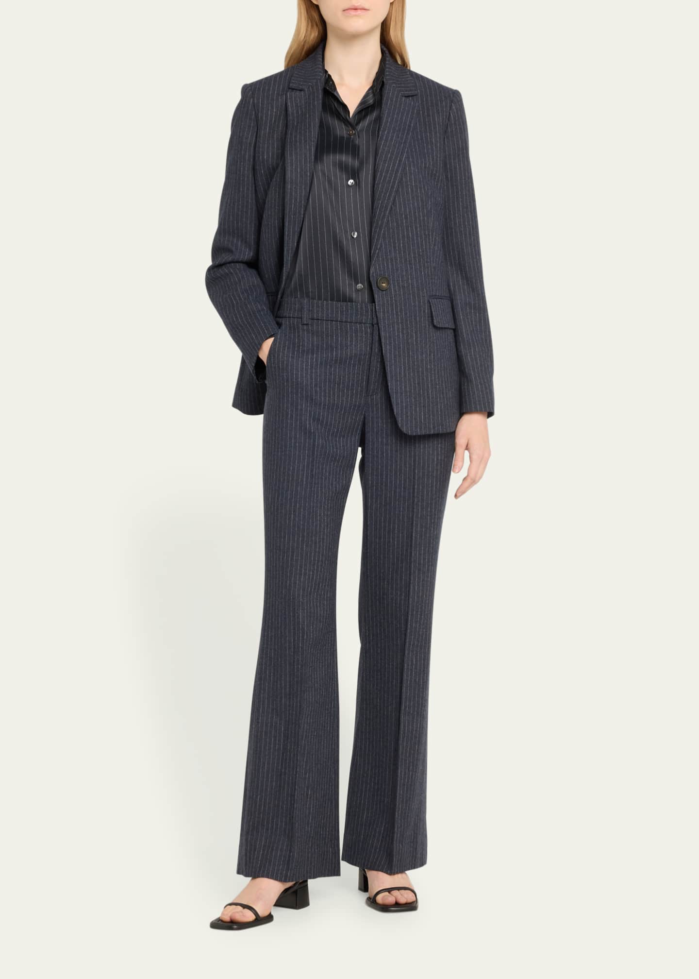 Vince Pinstripe Wool-Blend Flannel Trousers - Bergdorf Goodman