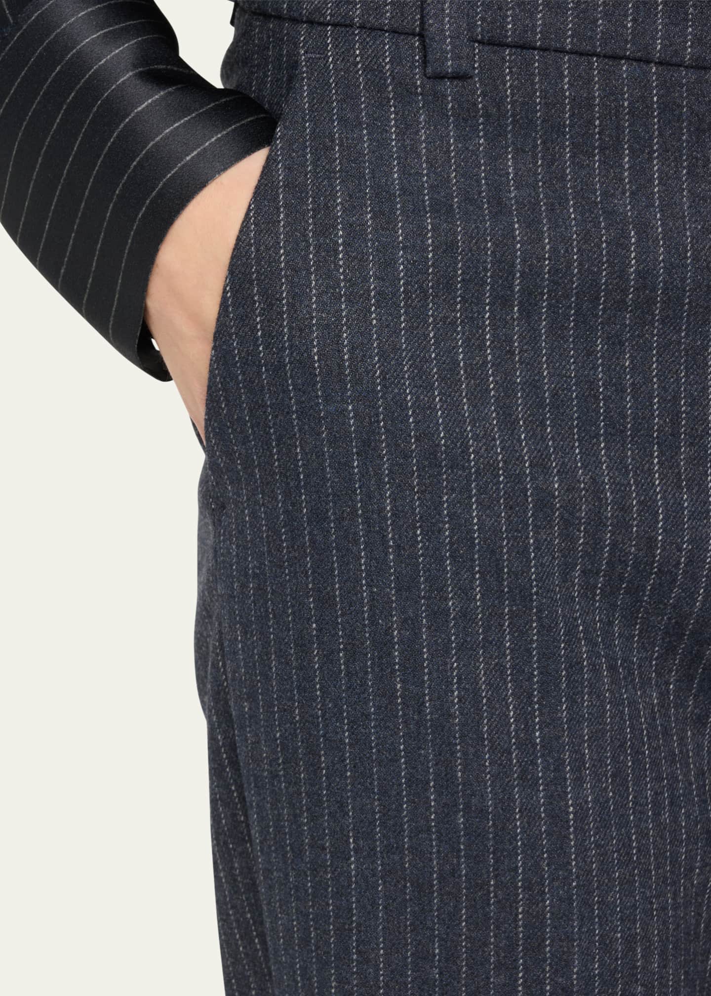 Vince Pinstripe Wool-Blend Flannel Trousers - Bergdorf Goodman