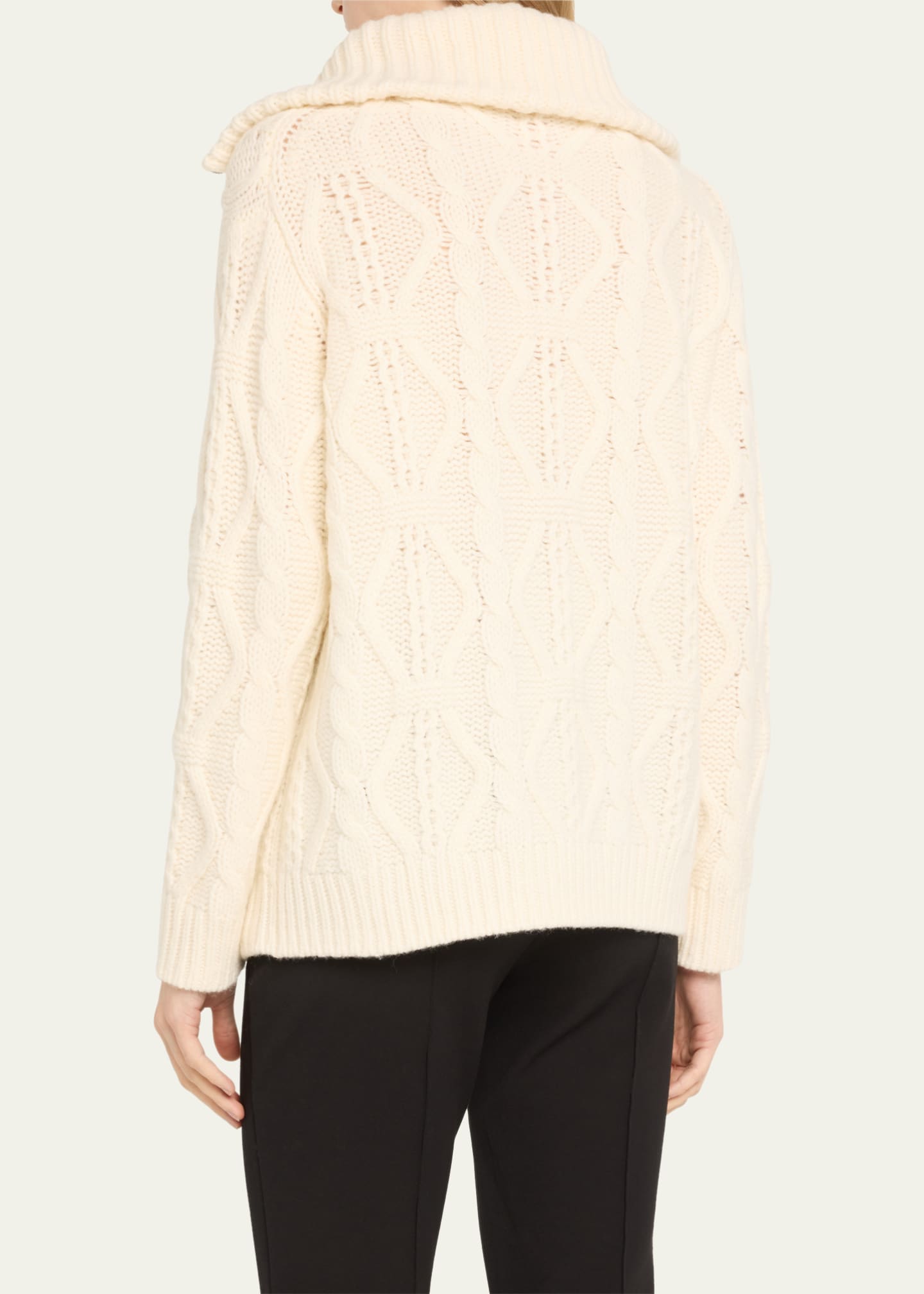 Vince Cable-Knit Wool Half-Zip Pullover Sweater