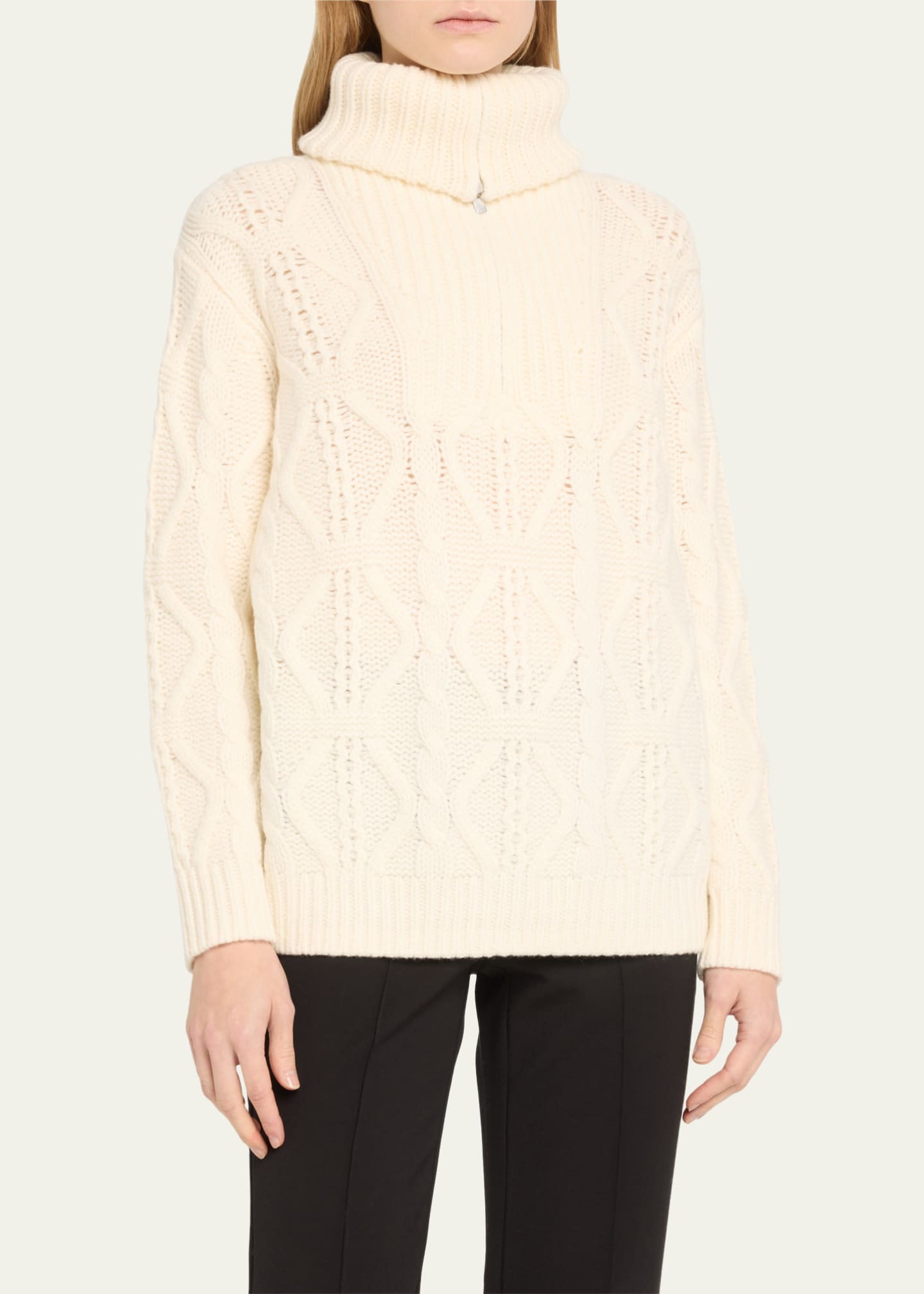 Vince Cable-Knit Wool Half-Zip Pullover Sweater