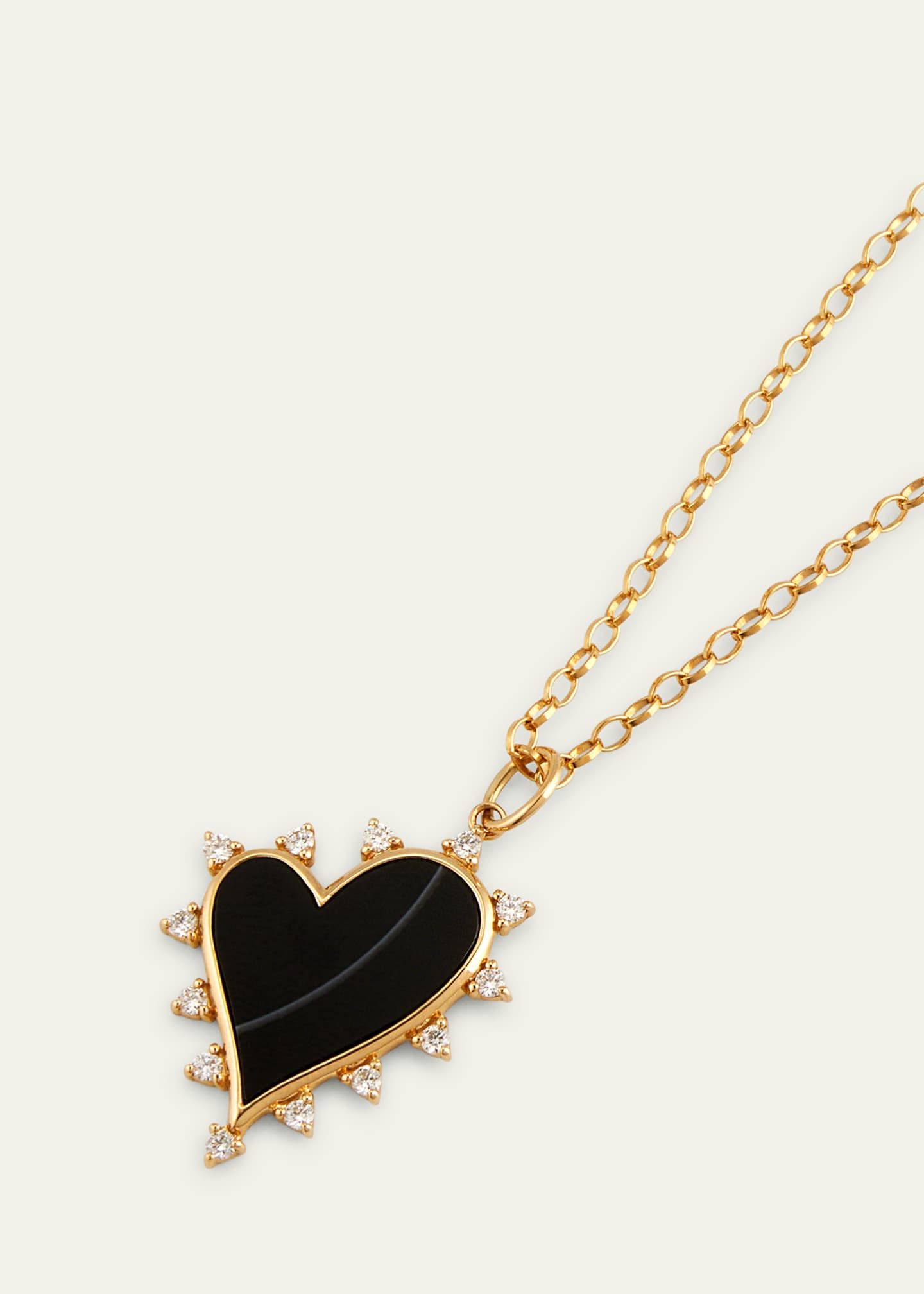 Monica Rich Kosann Black Agate Heart Necklace with Diamonds Image 3 of 4