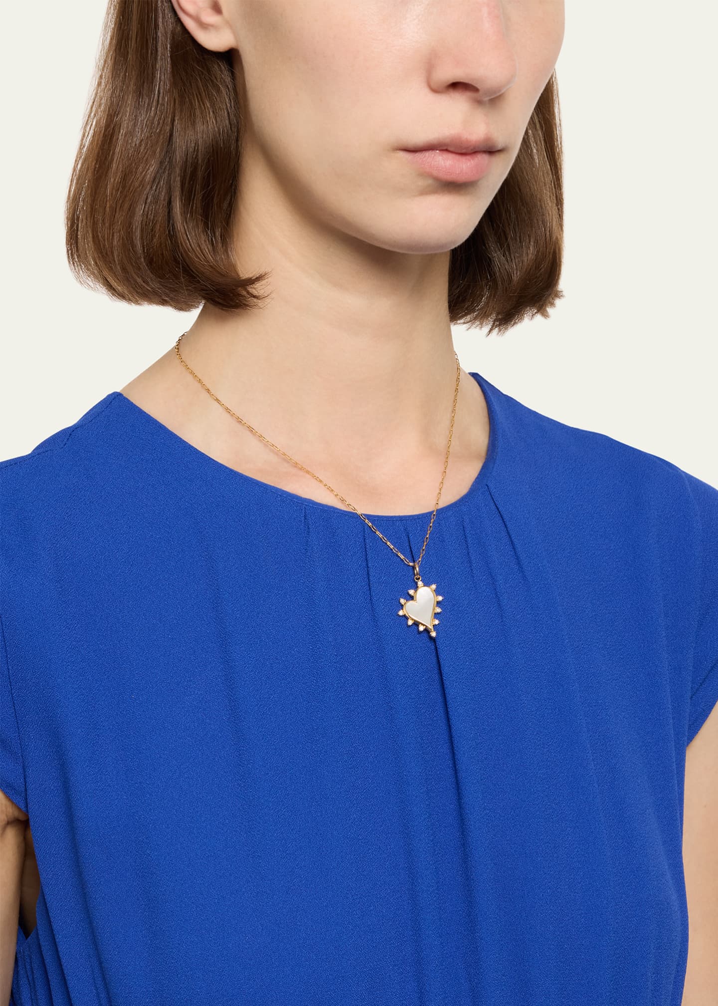 Monica Rich Kosann Mother of Pearl Heart Necklace with Diamonds Image 2 of 4