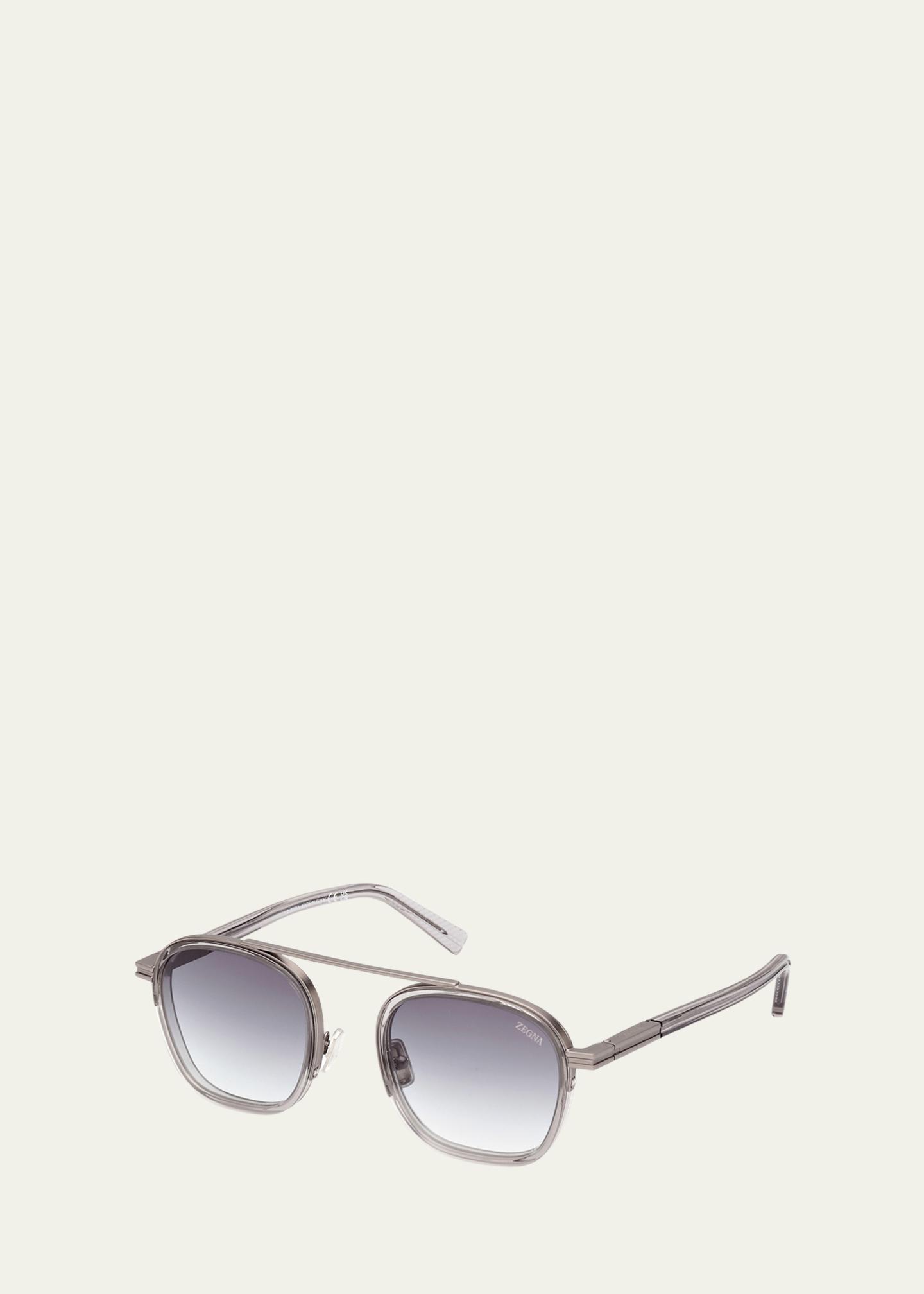 ZEGNA Men's Orizzonte I Geometric Acetate and Metal Sunglasses