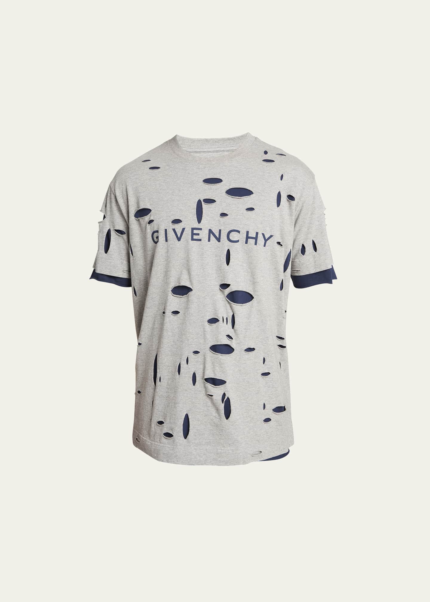 Givenchy Men s Destroyed Double Layer T Shirt Bergdorf Goodman
